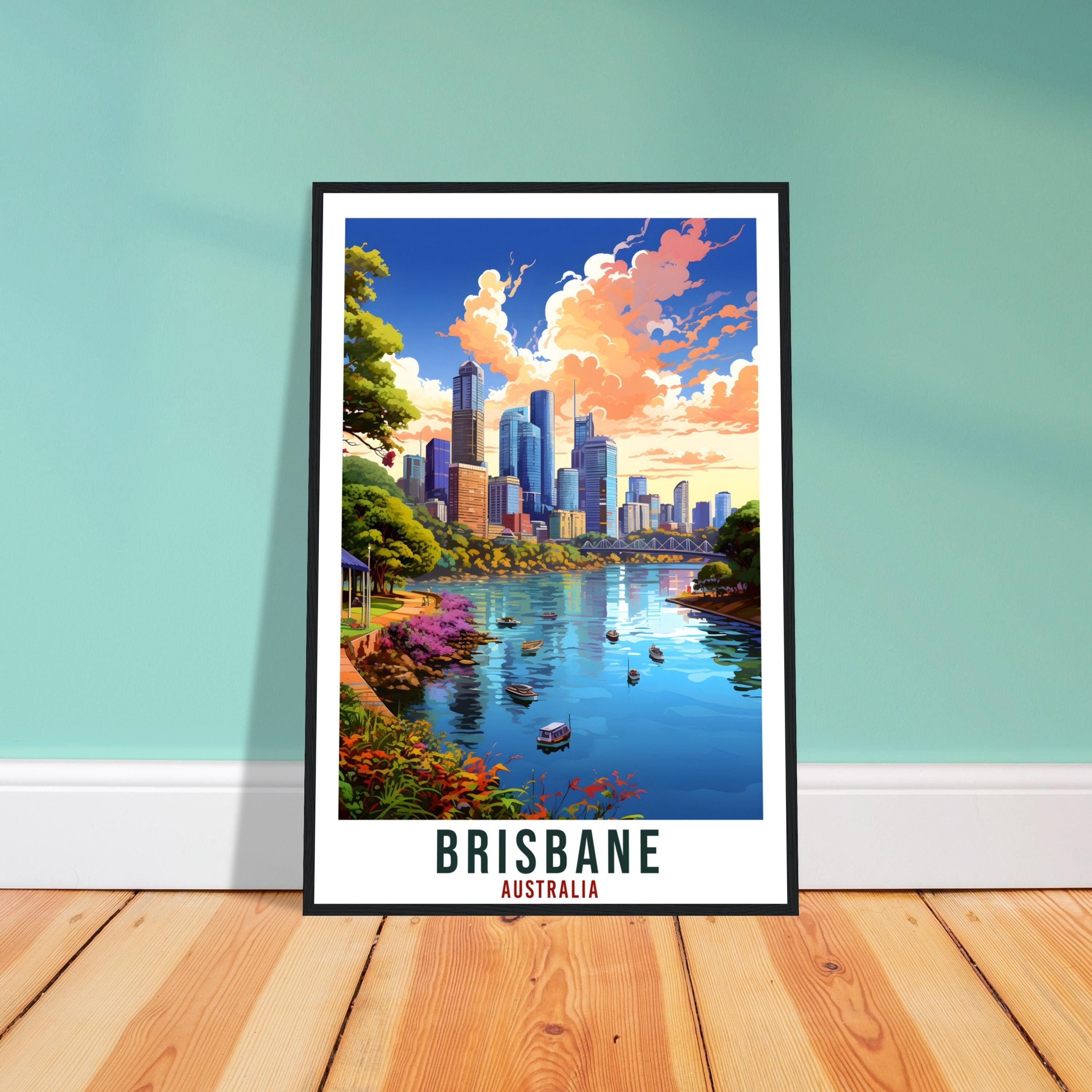 Brisbane Travel Poster Wall Art Brisbane Australia Home Décor Artwork Brisbane Art Gifts Brisbane Travel Print Australian Art Lovers Gift