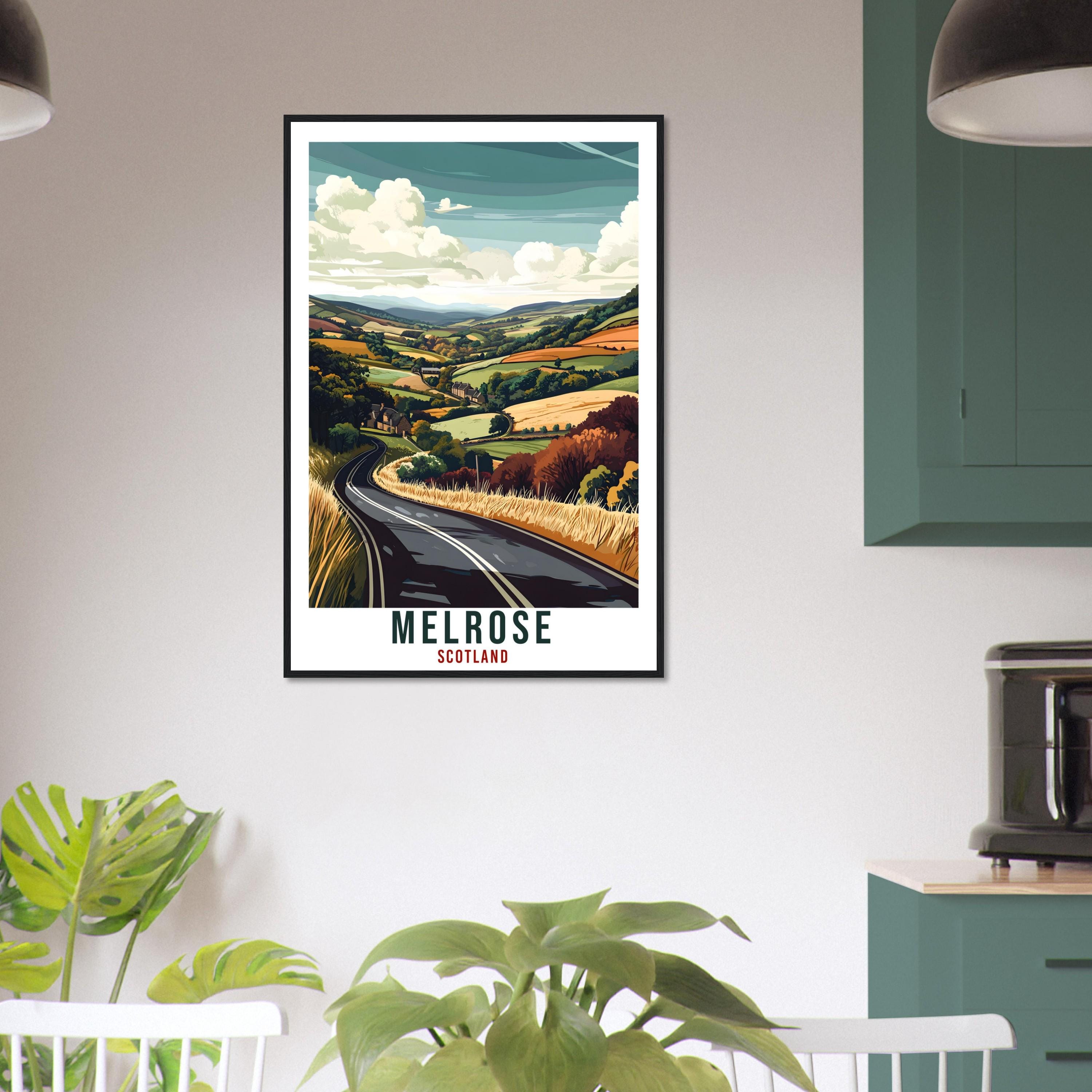 Melrose Travel Print Scotland Home Decor Melrose Wall Art Wall Hanging Art Lover Scotland Artwork Travel Poster Melrose Travel Art Gift