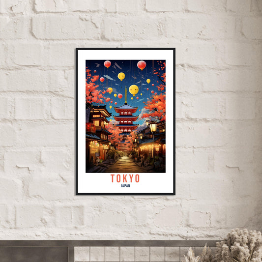 Tokyo Travel Poster Tokyo At Night Wall Hanging Japan Artwork Travel Print Wall Art Tokyo Japan Asia Home Decor Gift Travel Art Japan Temple
