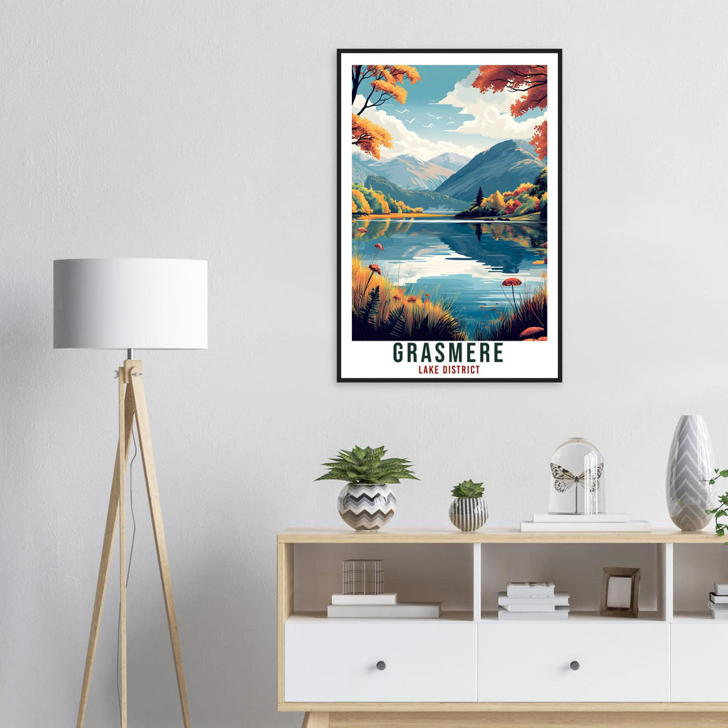 Grasmere Travel Print Lake District Decor Grasmere Wall Art Wall Hanging Art Lover Lake District Artwork Travel Poster Cumbria Travel Art