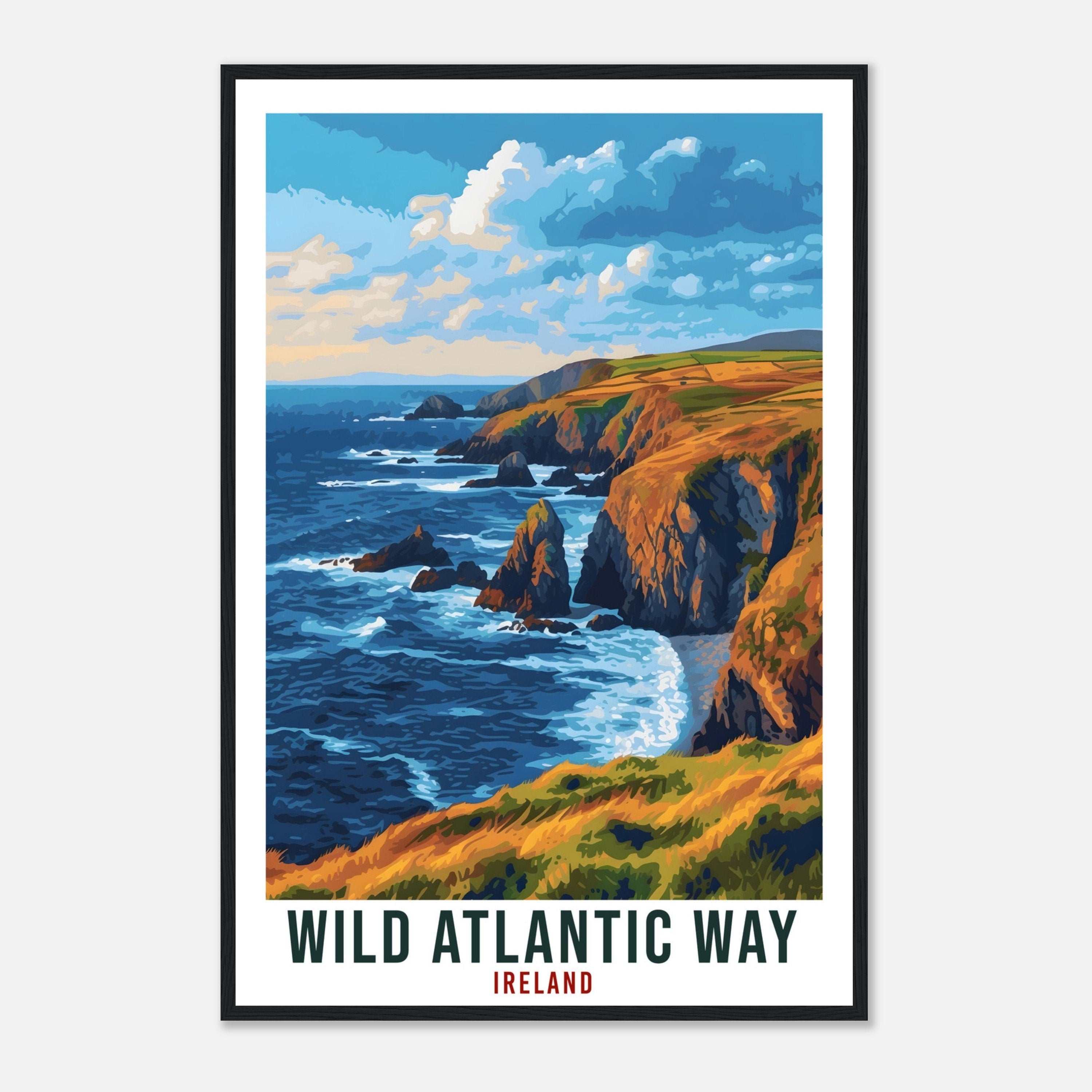 Wild Atlantic Way Travel Print Ireland Home Decoration Wall Art Gift Wall Hanging Art Lover Irish Artwork Wild Atlantic Way Travel Poster