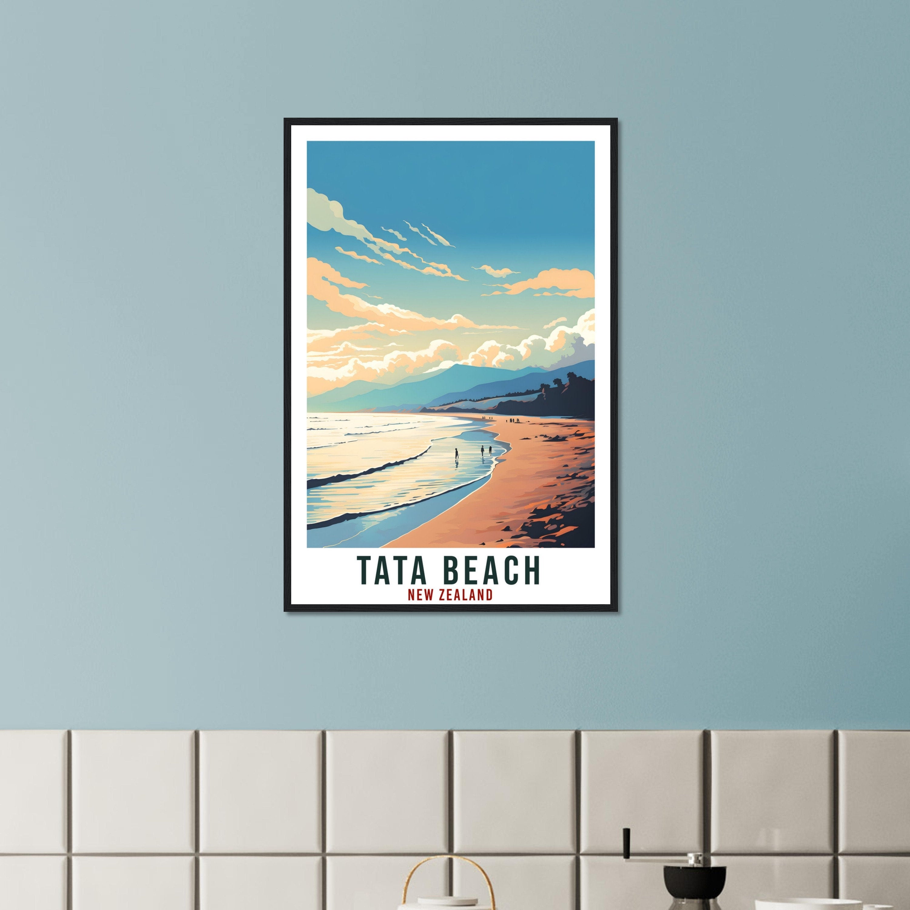 Tata Beach Travel Print Wall Art Tata Beach New Zealand Wall Hanging Artwork Tata Art Gifts Tata Beach Travel Poster New Zealand Art Lovers