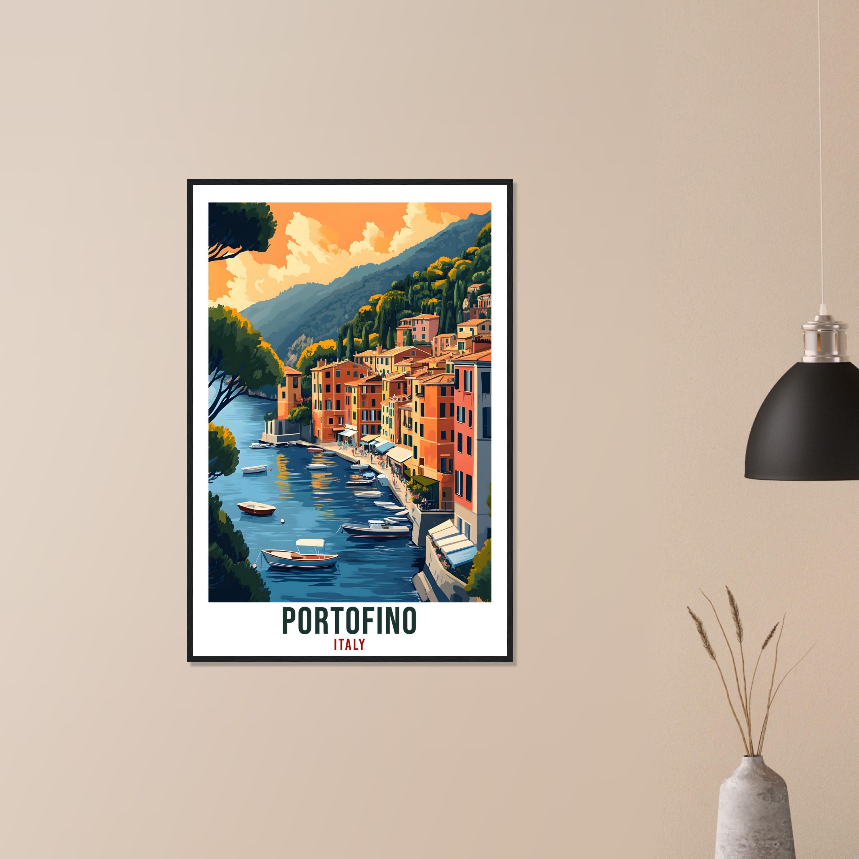 Portofino Travel Print Italy Home Decor Portofino Wall Art Gift Wall Hanging Art Lover Portofino Italian Artwork Travel Poster Travel Gift