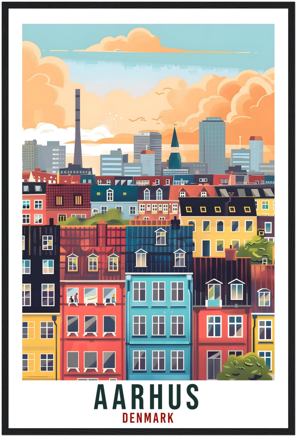 Aarhus Travel Print Denmark Wall Art Wall Hanging Home Living Décor Aarhus Gift Art Lovers Gift Denmark Artwork Gift Danish Travel Poster