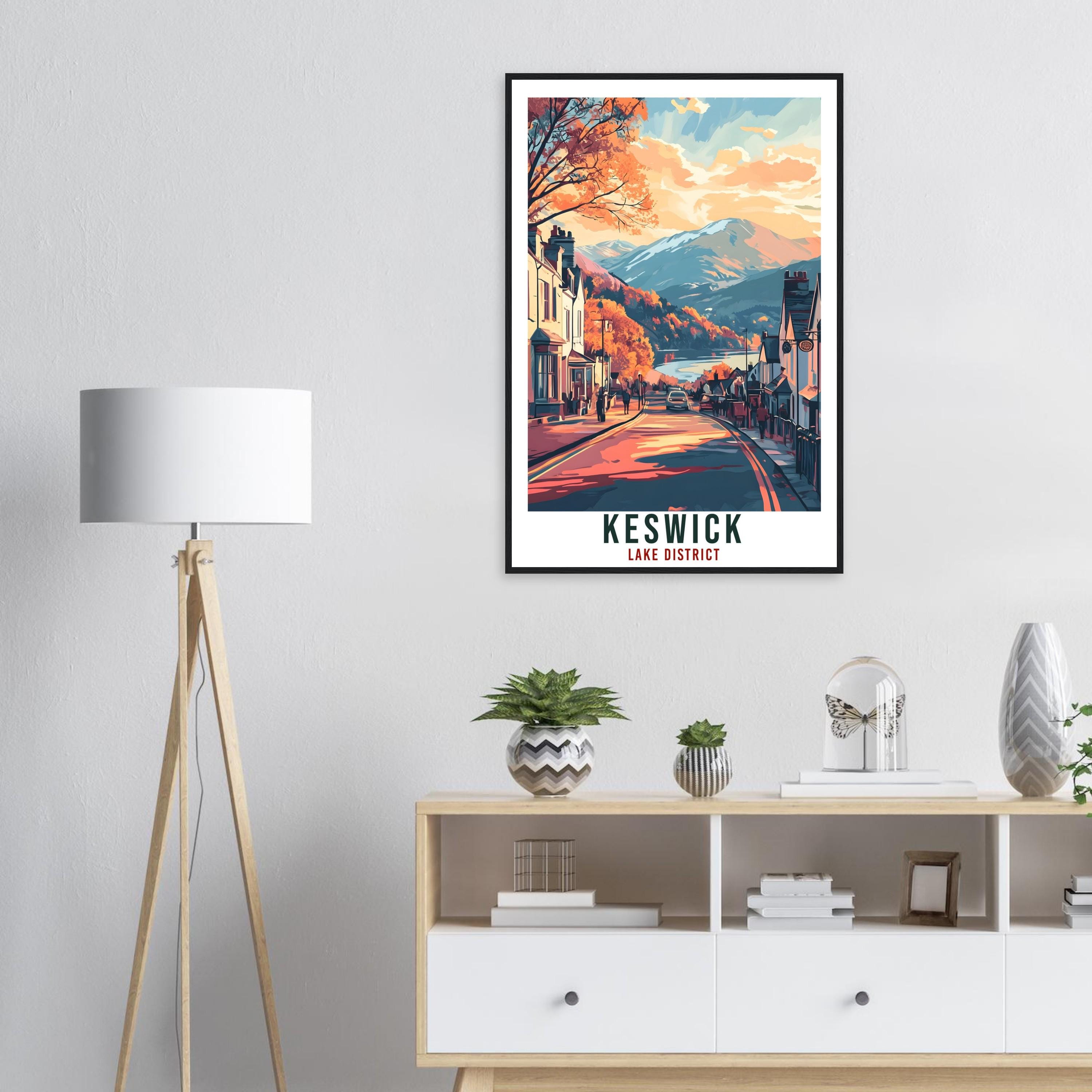 Keswick Travel Print Lake District Home Decor Keswick Wall Art Wall Hanging Art Lover Lake District Artwork Travel Poster Cumbria Travel Art