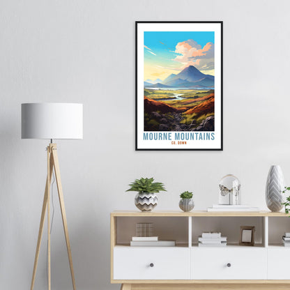 Mourne Mountains Travel Poster Northern Ireland Co. Down Travel Print NI County Down Wall Hanging Home Decor World Travel Art Mournes Gift