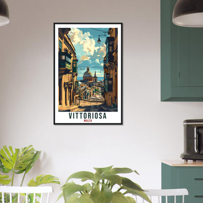 Vittoriosa Travel Print Malta Wall Art Wall Hanging Home Living Décor Vittoriosa Gift Art Lovers Gift Malta Artwork Gift Malta Travel Poster
