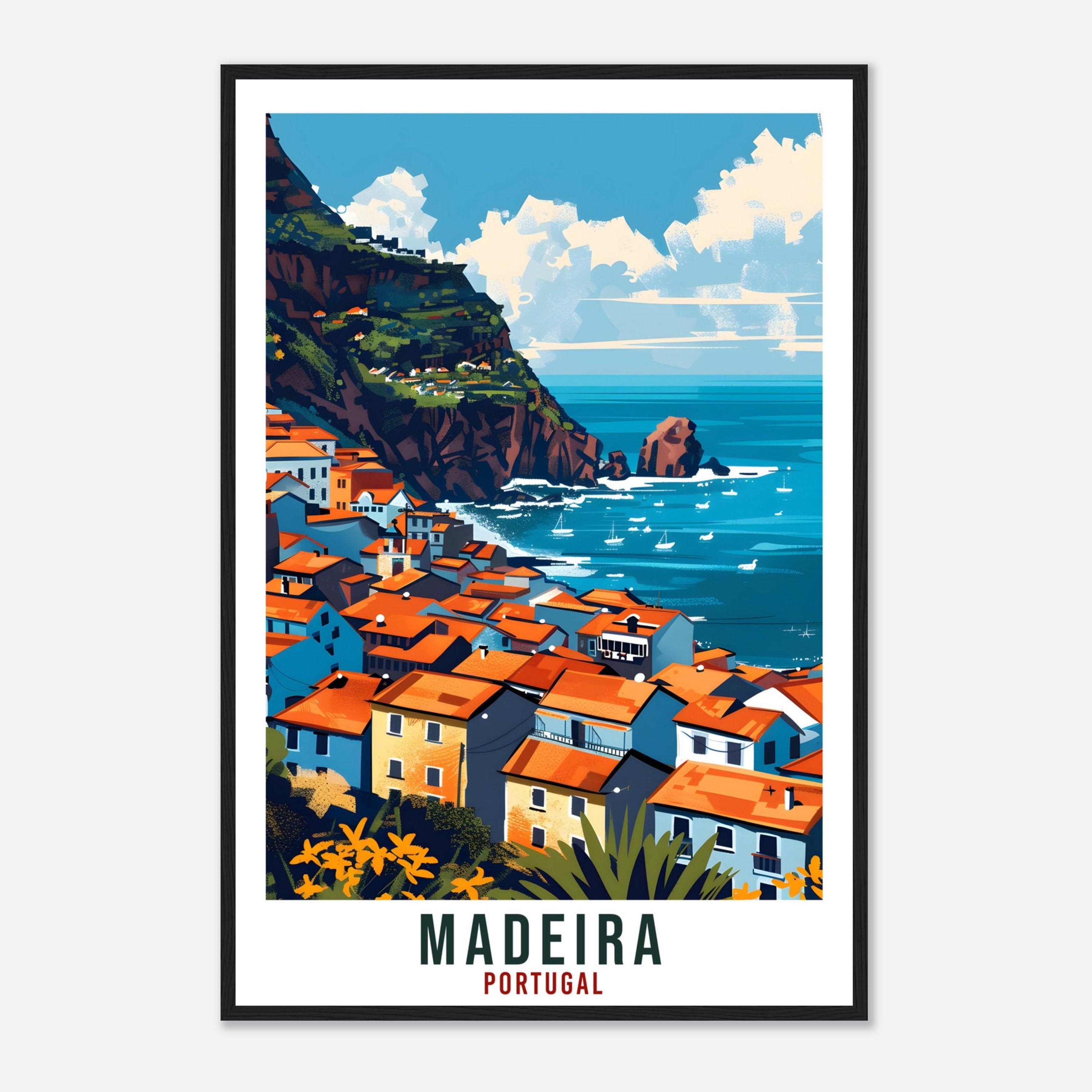 Madeira Travel Print Portugal Wall Art Wall Hanging Home Décor Madeira Gift Portugal Landmark Artwork Gift Portugal Madeira Travel Poster