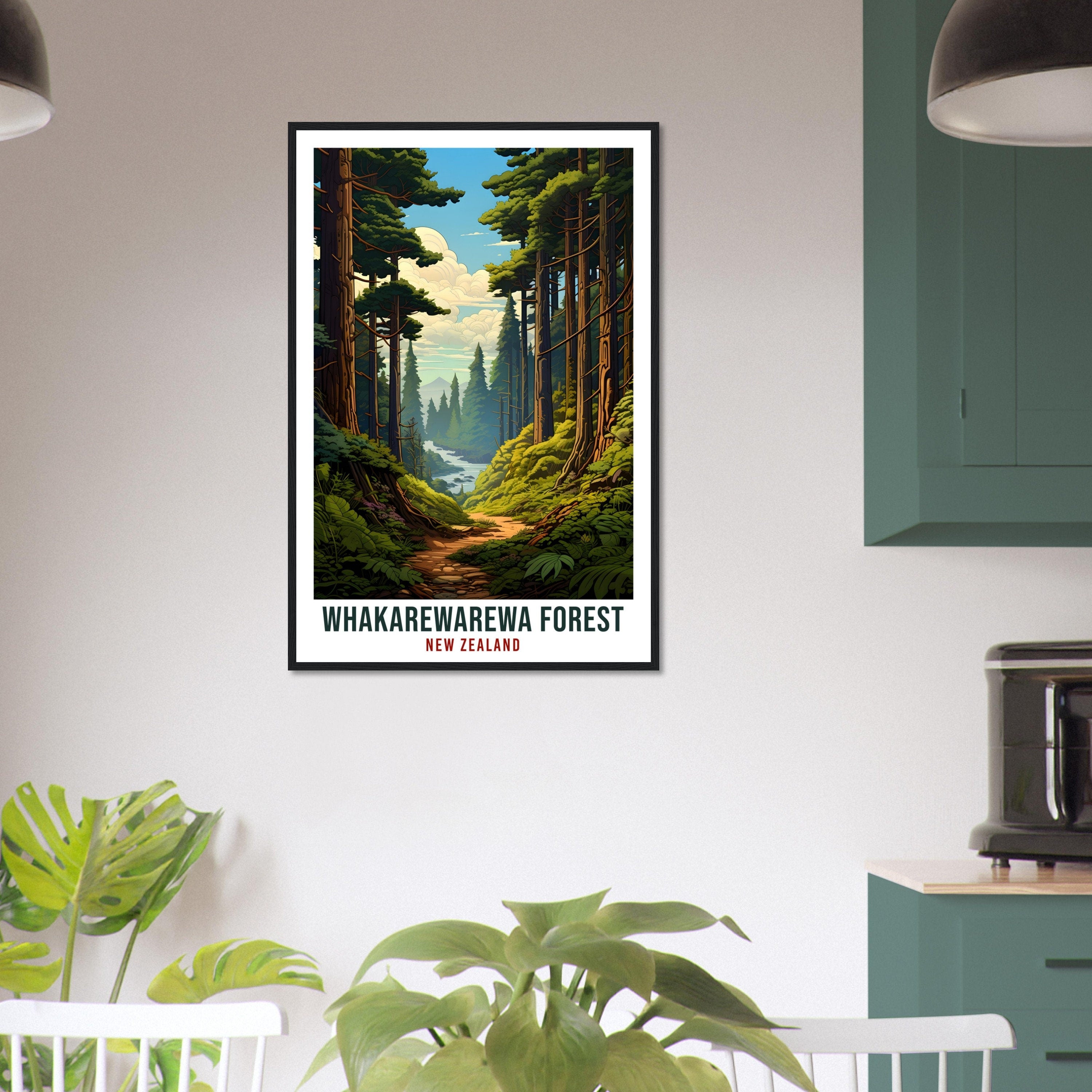Whakarewarewa Forest Travel Print Wall Art Whakarewarewa Forest New Zealand Artwork Whakarewarewa Travel Poster New Zealand Art Lovers Gift