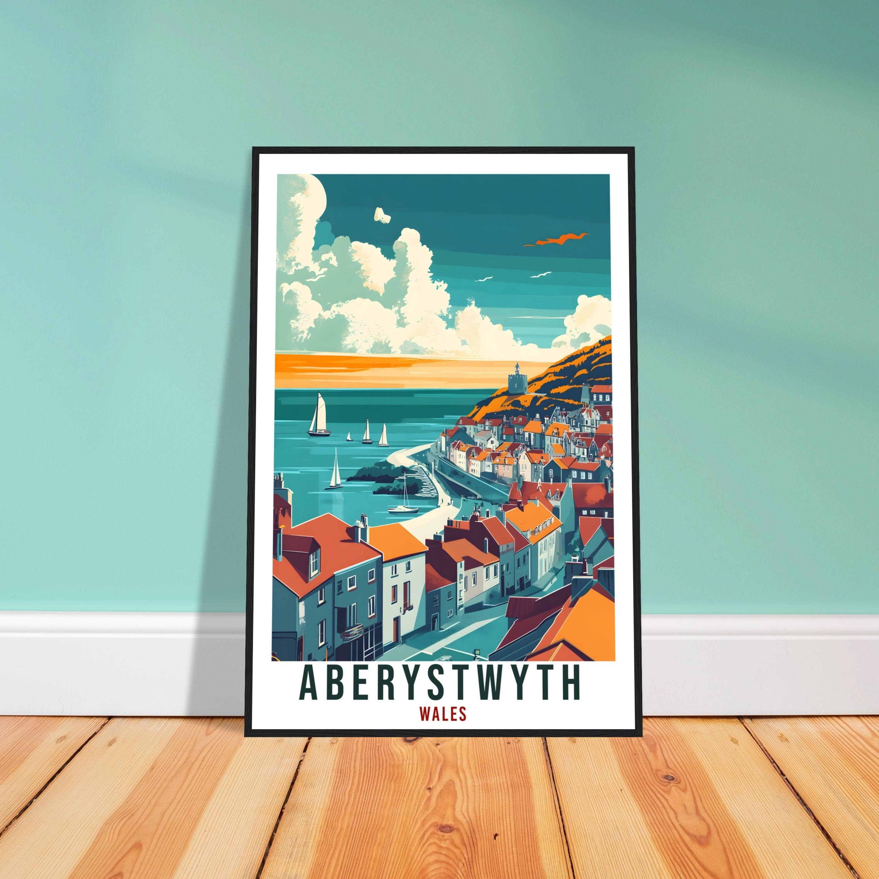 Aberystwyth Travel Print Wales Home Decor Aberystwyth Wall Art Wall Hanging Art Lover Wales Artwork Travel Poster Aberystwyth Travel Art