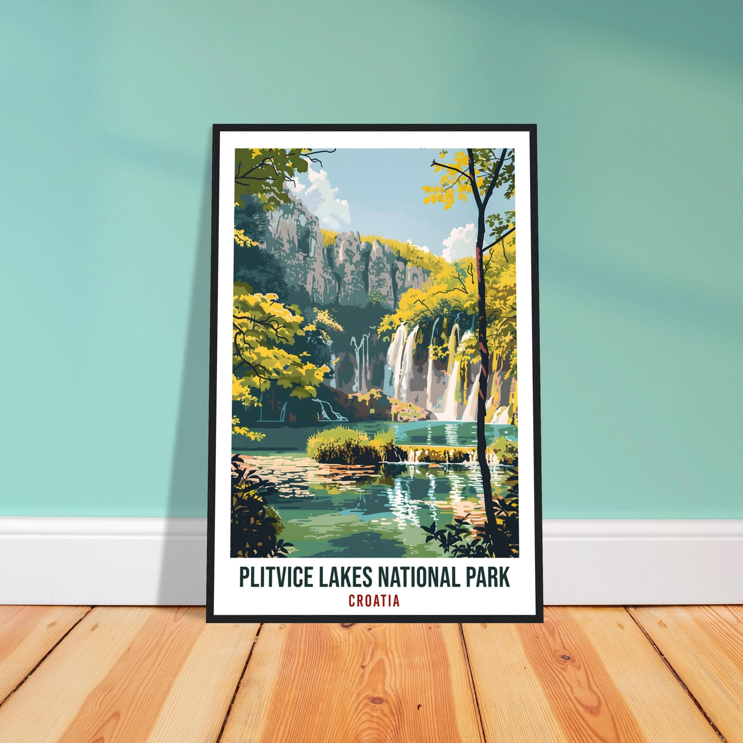 Plitvice Lakes Travel Print Croatia Wall Art Wall Hanging Décor Plitvice National Park Croatian Artwork Gift Croatia Holiday Travel Poster