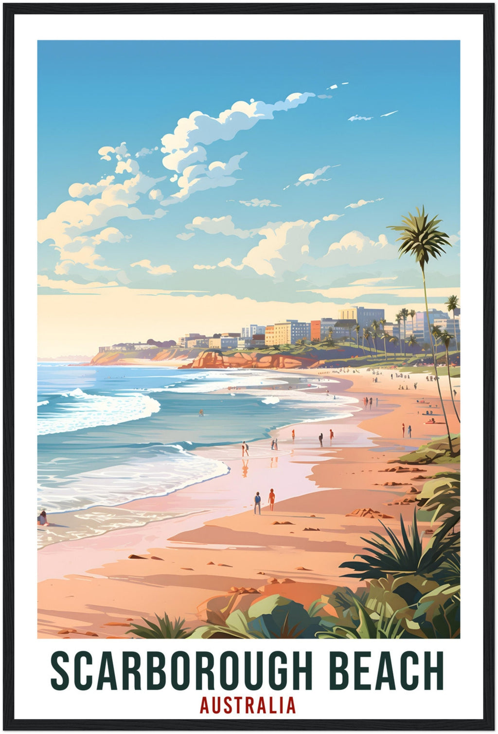 Scarborough Beach Travel Poster Wall Art Scarborough Australia Home Décor Artwork Art Gifts Travel Print Australian Beach Art Lovers Gift