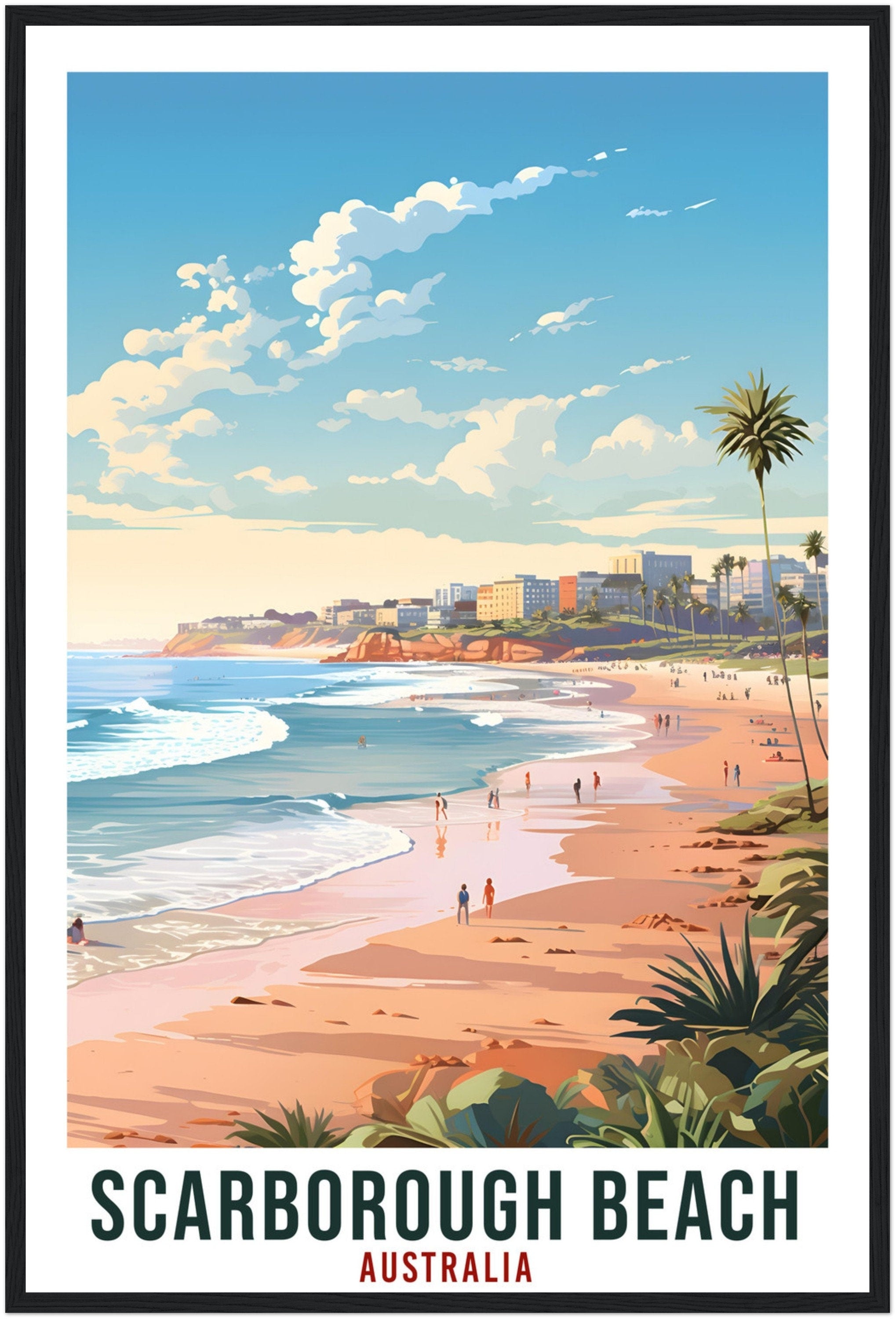 Scarborough Beach Travel Poster Wall Art Scarborough Australia Home Décor Artwork Art Gifts Travel Print Australian Beach Art Lovers Gift