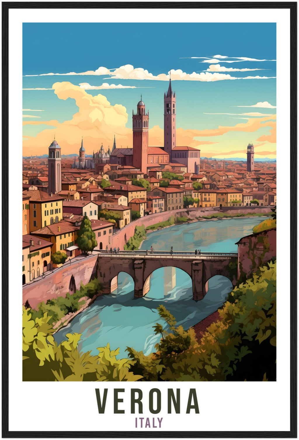 Verona Italy Travel Print Wall Art Verona Wall Hanging Home Décor Verona Gift Art Lovers Italian Artwork Gift Print Verona Landmark Poster