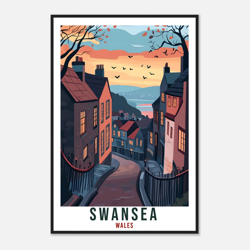Swansea Travel Print Wales Home Decor Swansea Wall Art Wall Hanging Art Lover Wales Artwork Travel Poster Wales Swansea Travel Art Gift
