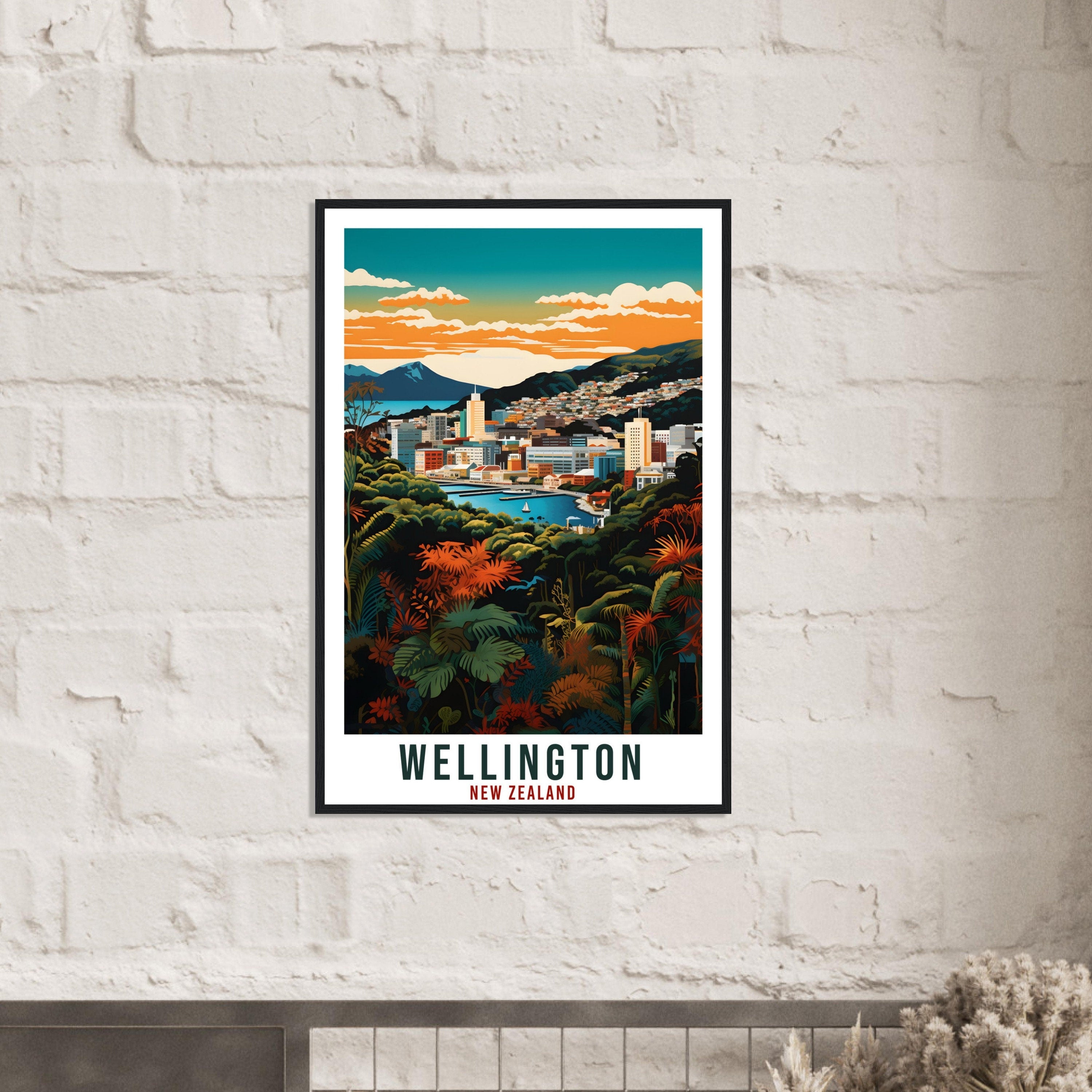 Wellington Travel Print Wall Art Wellington New Zealand City Decor Artwork Art Gift Wellington Travel Poster New Zealand Art Lovers Gift