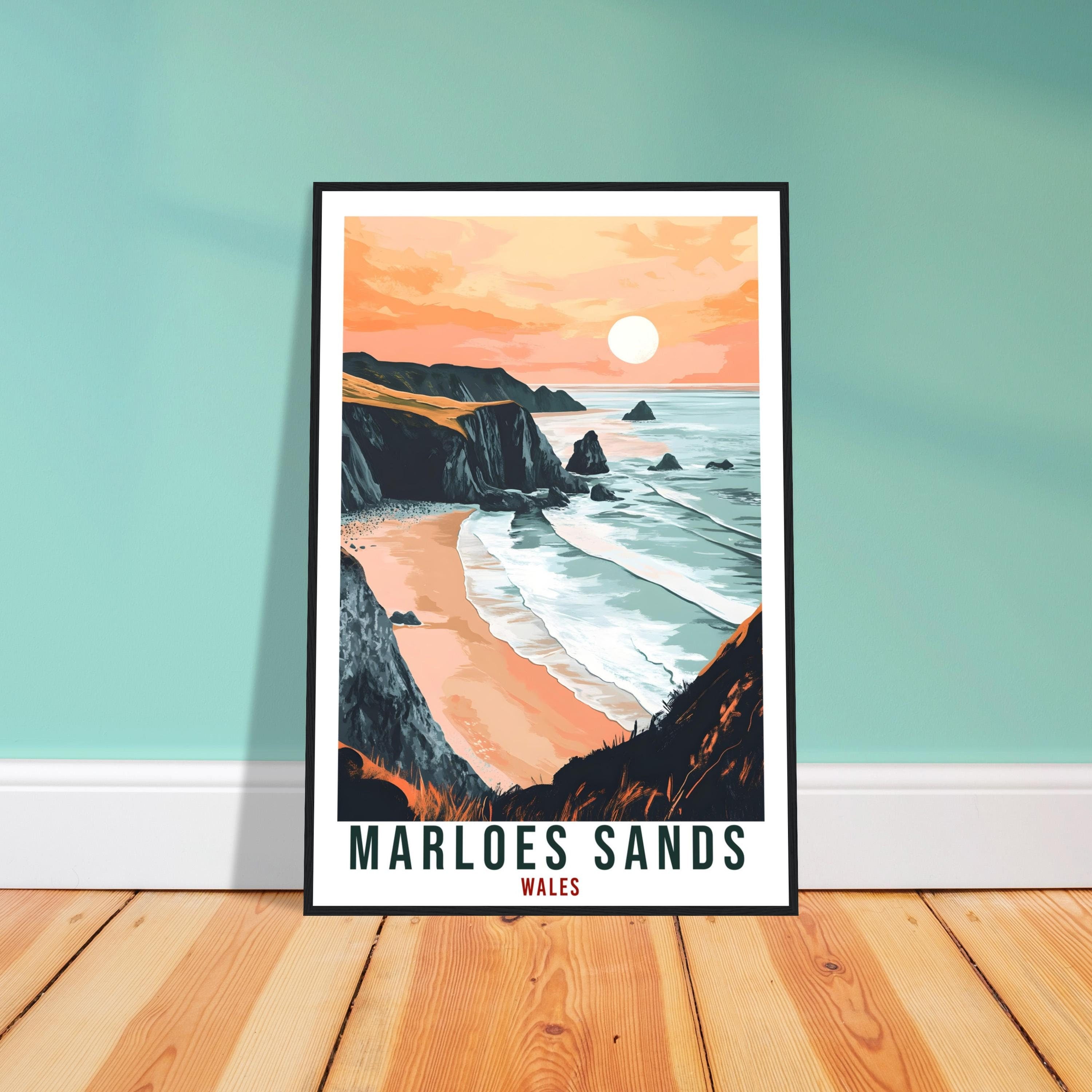 Marloes Sands Travel Print Wales Home Decor Marloes Sands Wall Art Wall Hanging Art Lover Wales Artwork Travel Poster Marloes Sands Art Gift