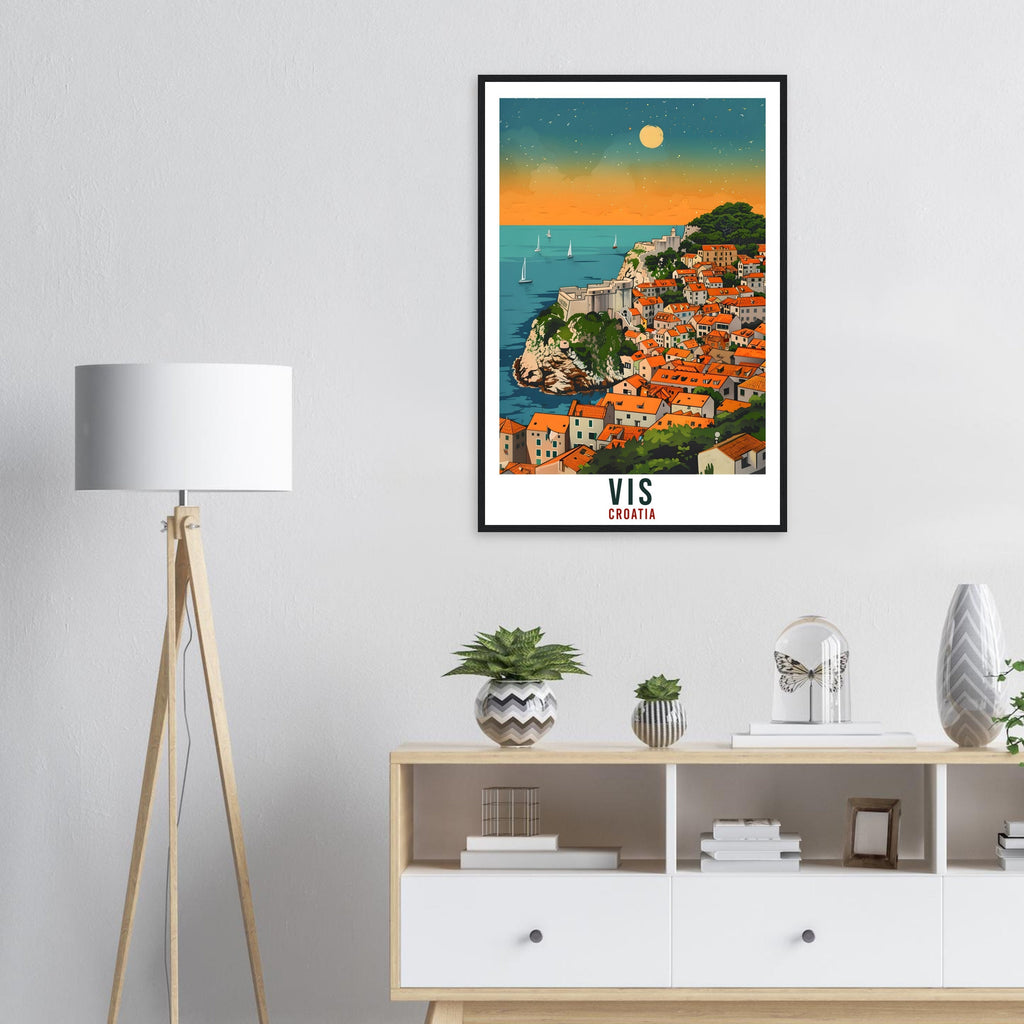 Vis Island Travel Print Croatia Wall Art Wall Hanging Home Décor Vis Gift Croatian Landmark Artwork Gift Vis Croatia Holiday Travel Poster