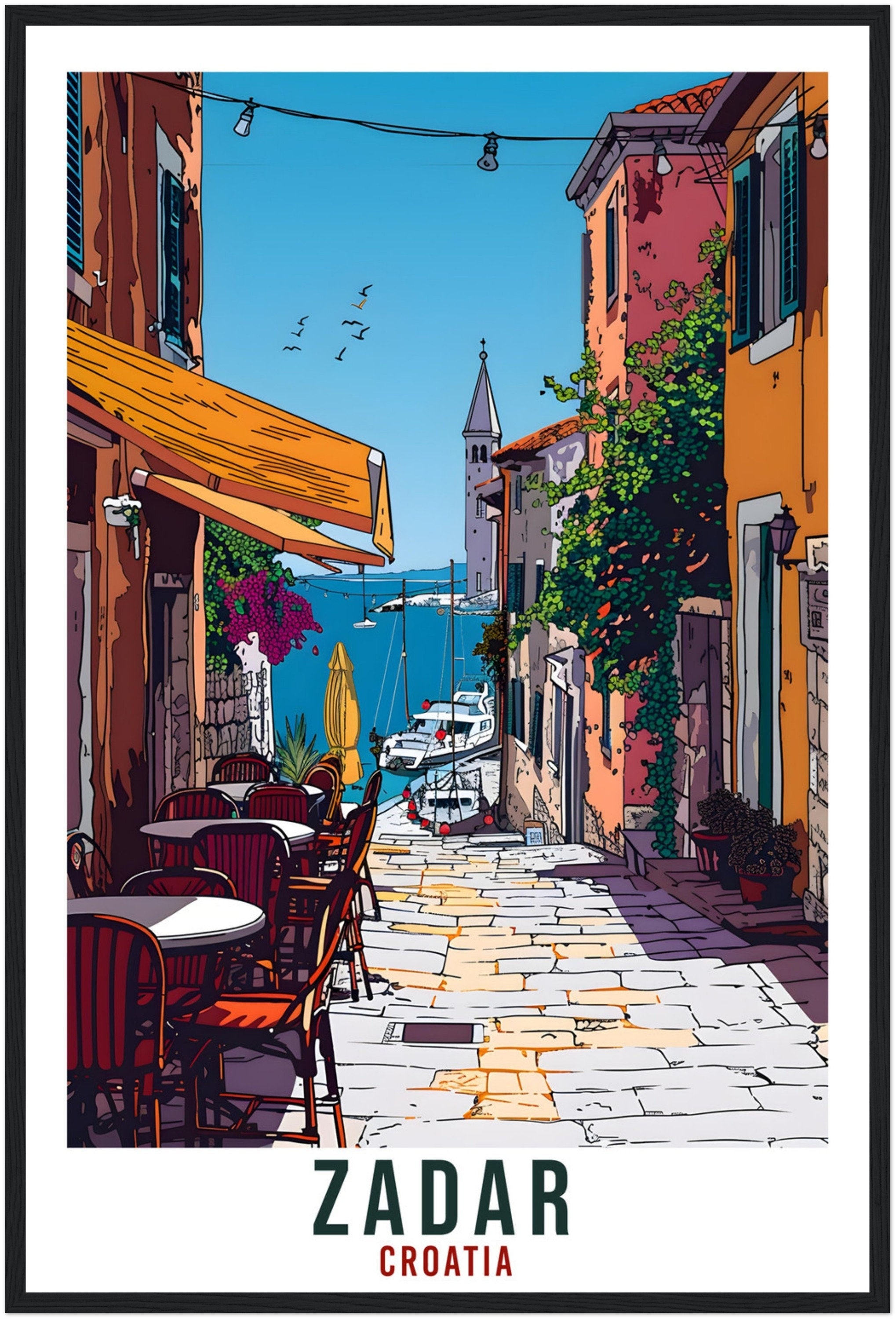 Zadar Travel Print Croatia Wall Art Wall Hanging Home Décor Zadar Gift Croatian Landmark Artwork Gift Zadar Croatia Holiday Travel Poster