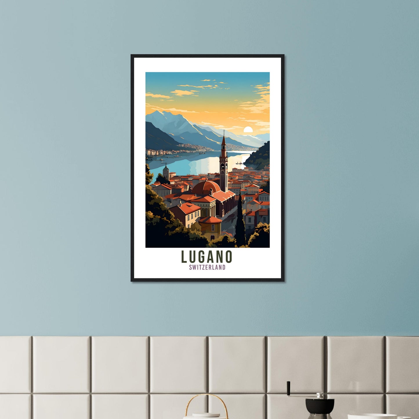 Lugano Travel Print Wall Art Lugano Lake Home Decor Switzerland Gift Holiday Lugano Art Print Lugano Travel Poster Swiss Landscape Artwork