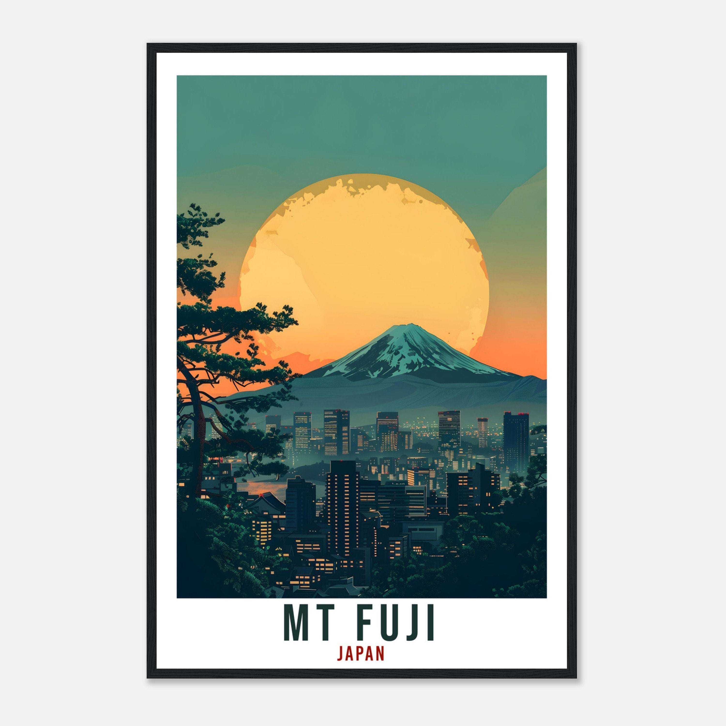 Mt Fuji Travel Print Japan Home Decoration Wall Art Gift Wall Hanging Art Lover Japanese Artwork Japan Mount Fuji Travel Poster Sunset Print