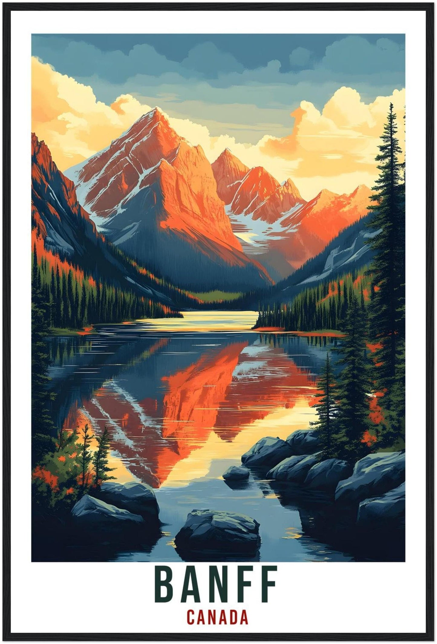 Banff Travel Print Canada Home Decor Banff Wall Art Gift Wall Hanging Art Lover Banff Canadian Artwork Travel Poster North America Art