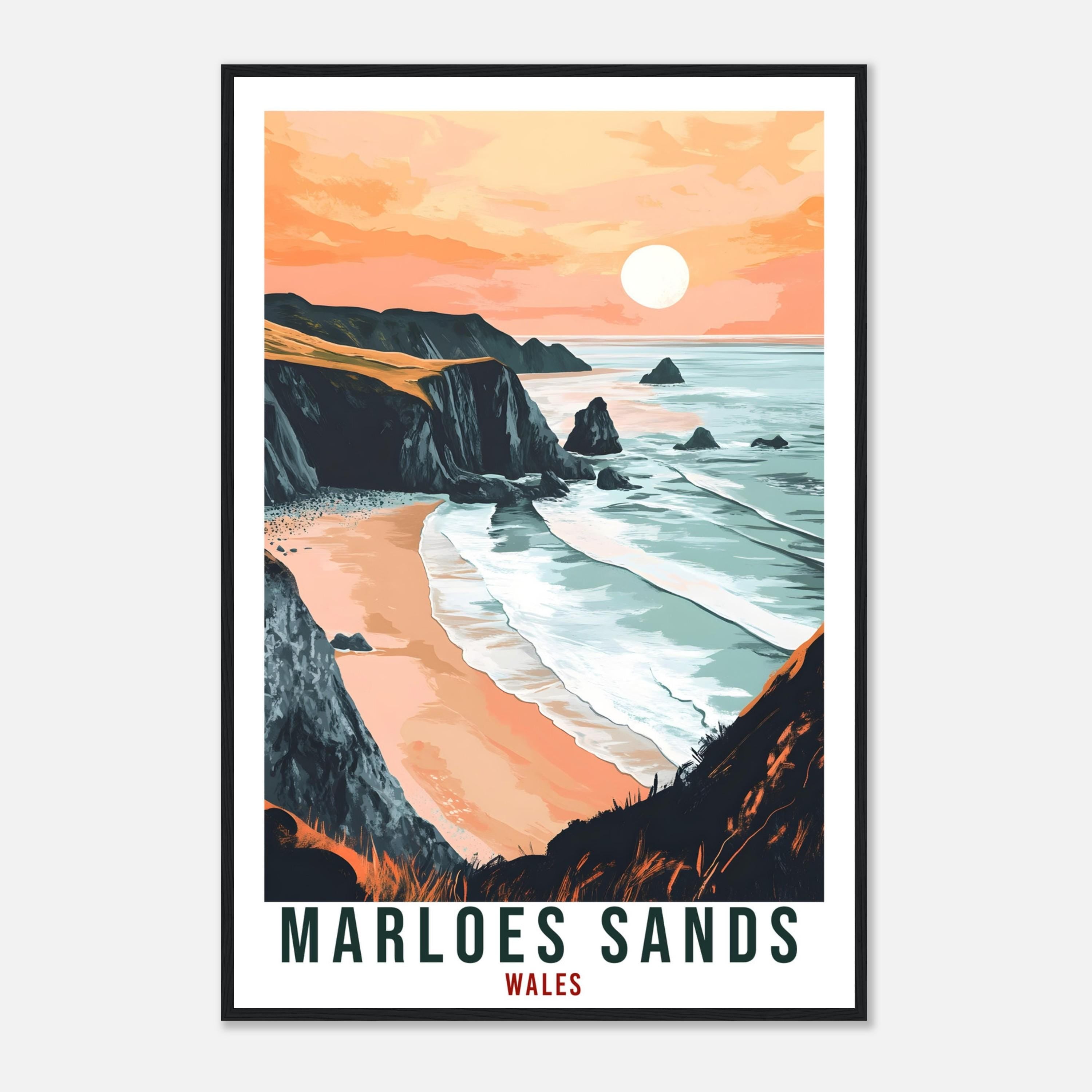 Marloes Sands Travel Print Wales Home Decor Marloes Sands Wall Art Wall Hanging Art Lover Wales Artwork Travel Poster Marloes Sands Art Gift