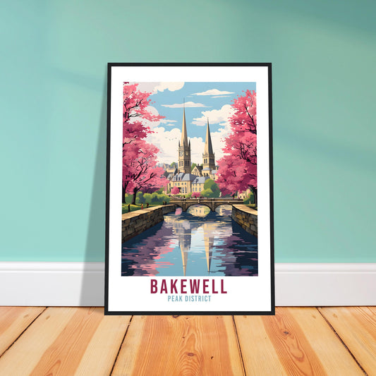 Bakewell Travel Print Peak District Home Decoration Derbyshire Landscape England Nature Wall Hanging Bakewell Artwork Travel Poster
