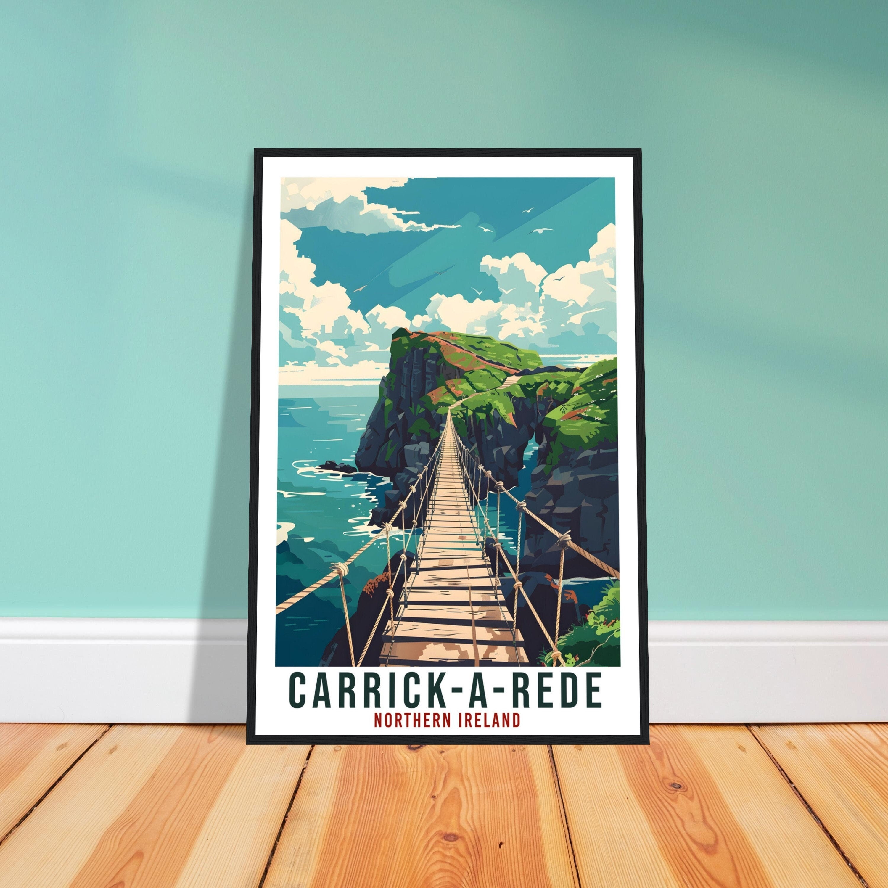 Carrick-A-Rede Travel Print Ireland Wall Art Wall Hanging Ballintoy County Antrim Art Gift Artwork Gift North Coast Northern Ireland Poster