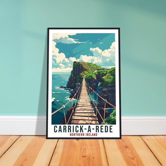 Carrick-A-Rede Travel Print Ireland Wall Art Wall Hanging Ballintoy County Antrim Art Gift Artwork Gift North Coast Northern Ireland Poster