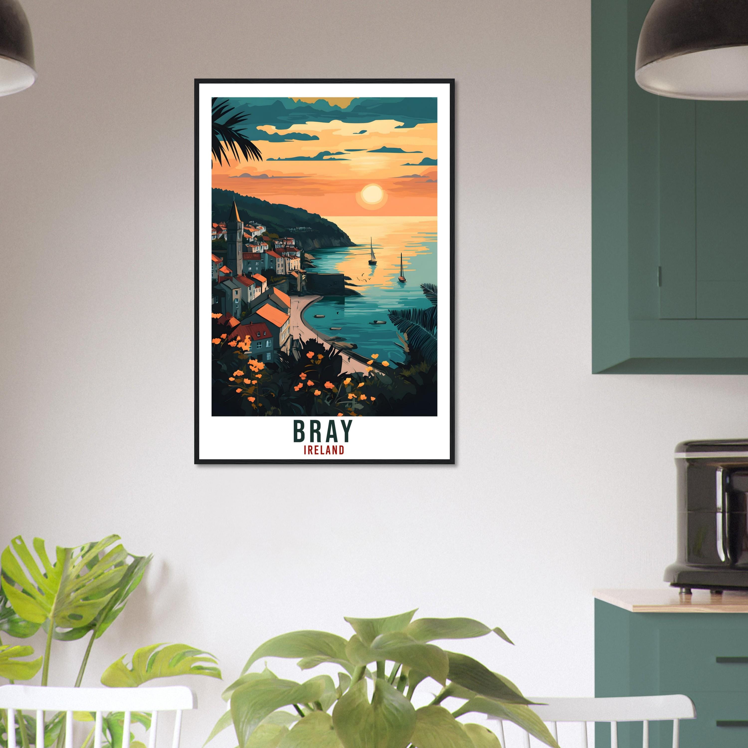 Bray Travel Print Ireland Home Decor Bray Wall Art Gift Wall Hanging Art Lover Bray Irish Artwork Travel Poster Ireland Wicklow Travel Art
