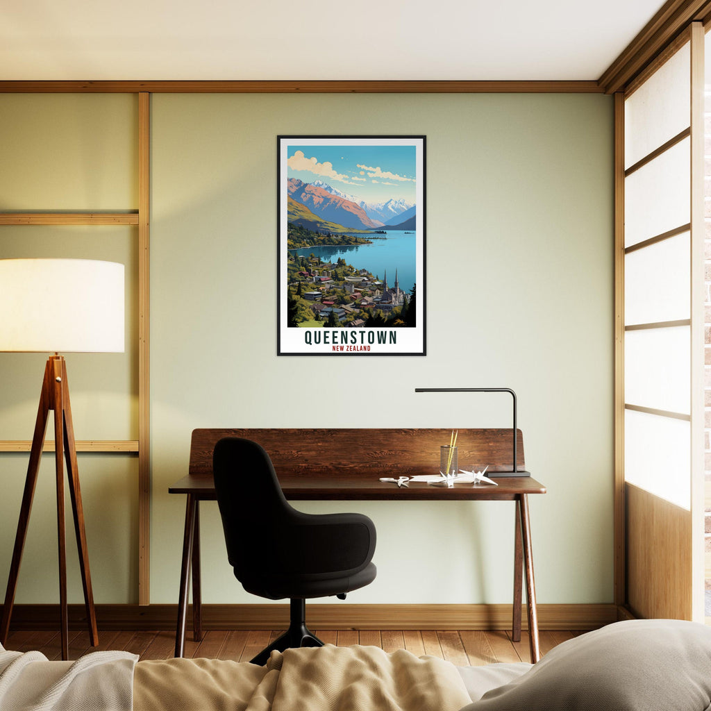 Queenstown Travel Print Wall Art Queenstown New Zealand City Artwork Queenstown Art Gift Queenstown Travel Poster New Zealand Art Lover Gift