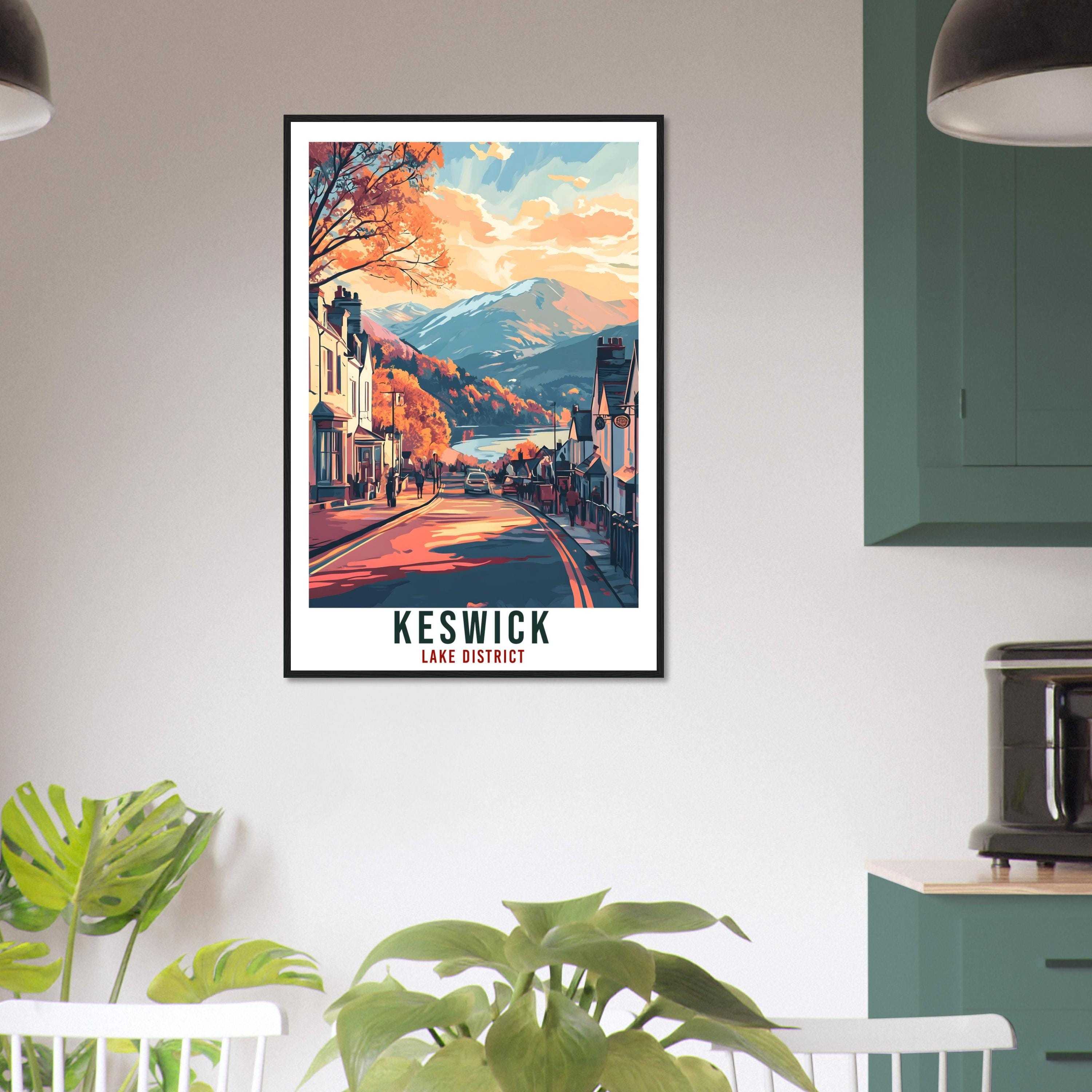 Keswick Travel Print Lake District Home Decor Keswick Wall Art Wall Hanging Art Lover Lake District Artwork Travel Poster Cumbria Travel Art