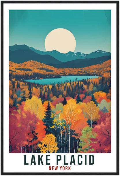 Lake Placid Travel Print New York Home Decoration USA City Wall Art Gift Wall Hanging Art Lover New York Artwork Lake Placid Travel Poster