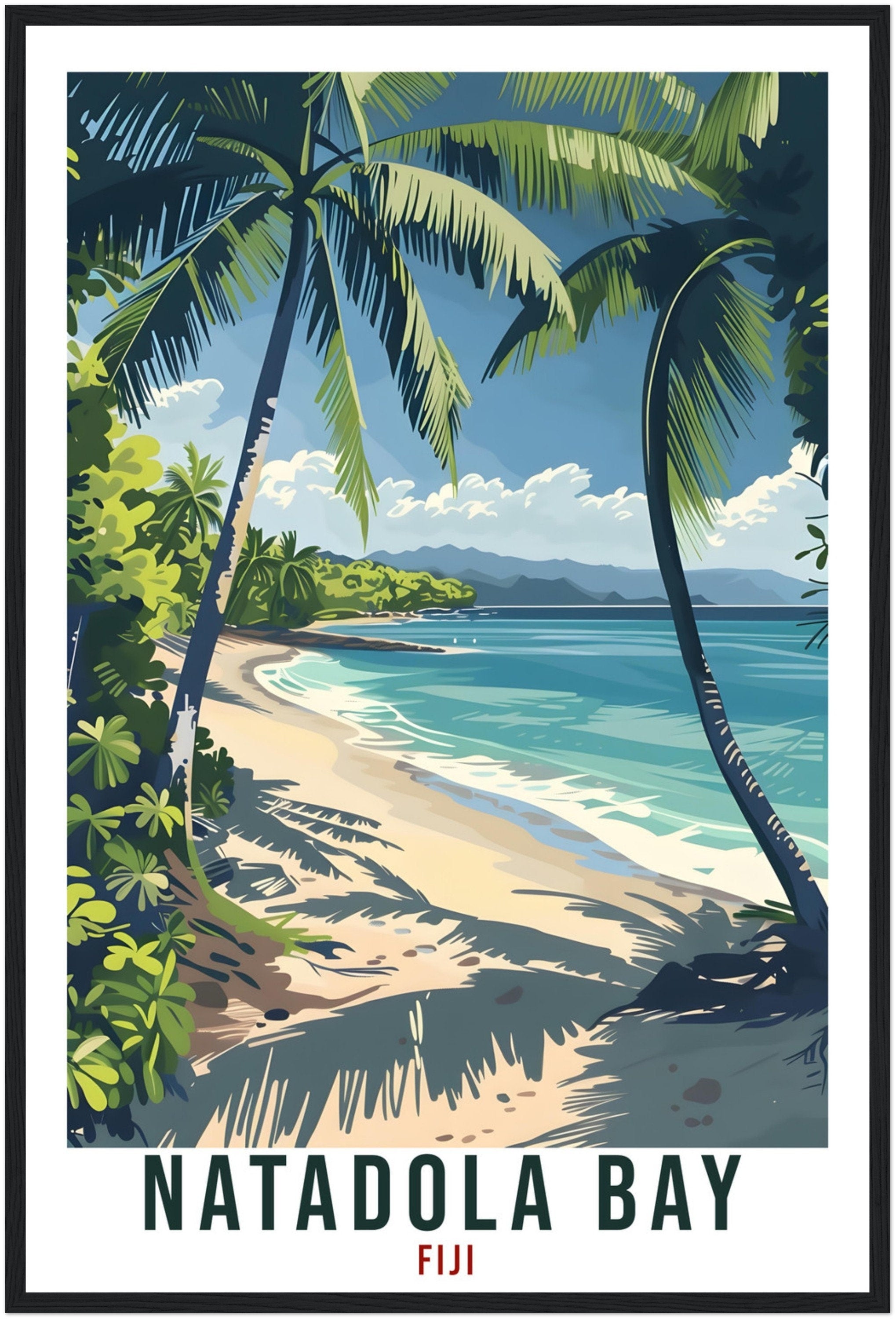 Natadola Bay Fiji Travel Print Fiji Wall Art Wall Hanging Home Décor Natadola Bay Gift Fiji Islands Artwork Travel Art Fijian Travel Poster