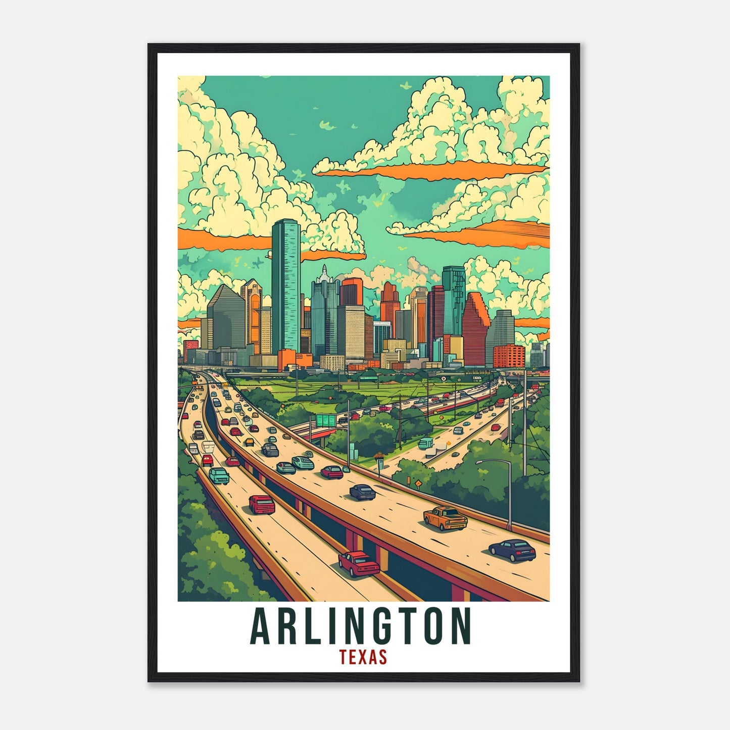 Arlington Travel Print Texas Home Decoration USA City Wall Art Gift Wall Hanging Art Lover Texas Artwork Arlington Travel Poster