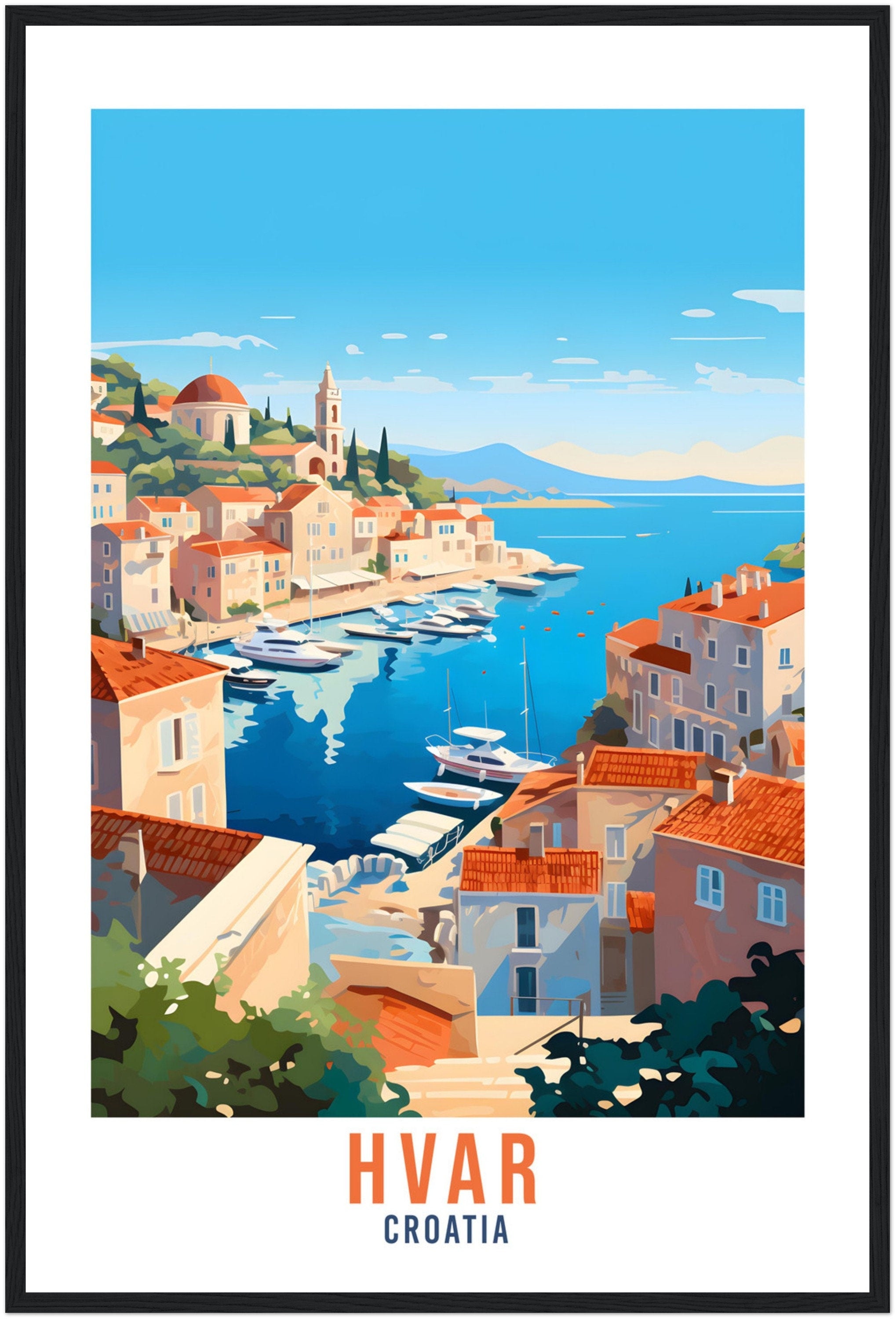 Hvar Croatia Travel Print Croatian Island Wall Art Hvar Wall Hanging Home Décor Croatia Gift Art Lovers Hvar Art Lover Gift Croatia Print
