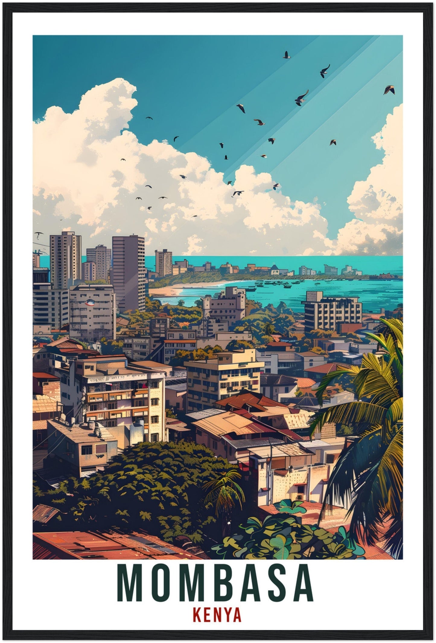 Mombasa Kenya Travel Print Mombasa Wall Art Wall Hanging Home Décor Mombasa Gift Art Lovers Kenya Artwork Gift Print African Landmark Poster