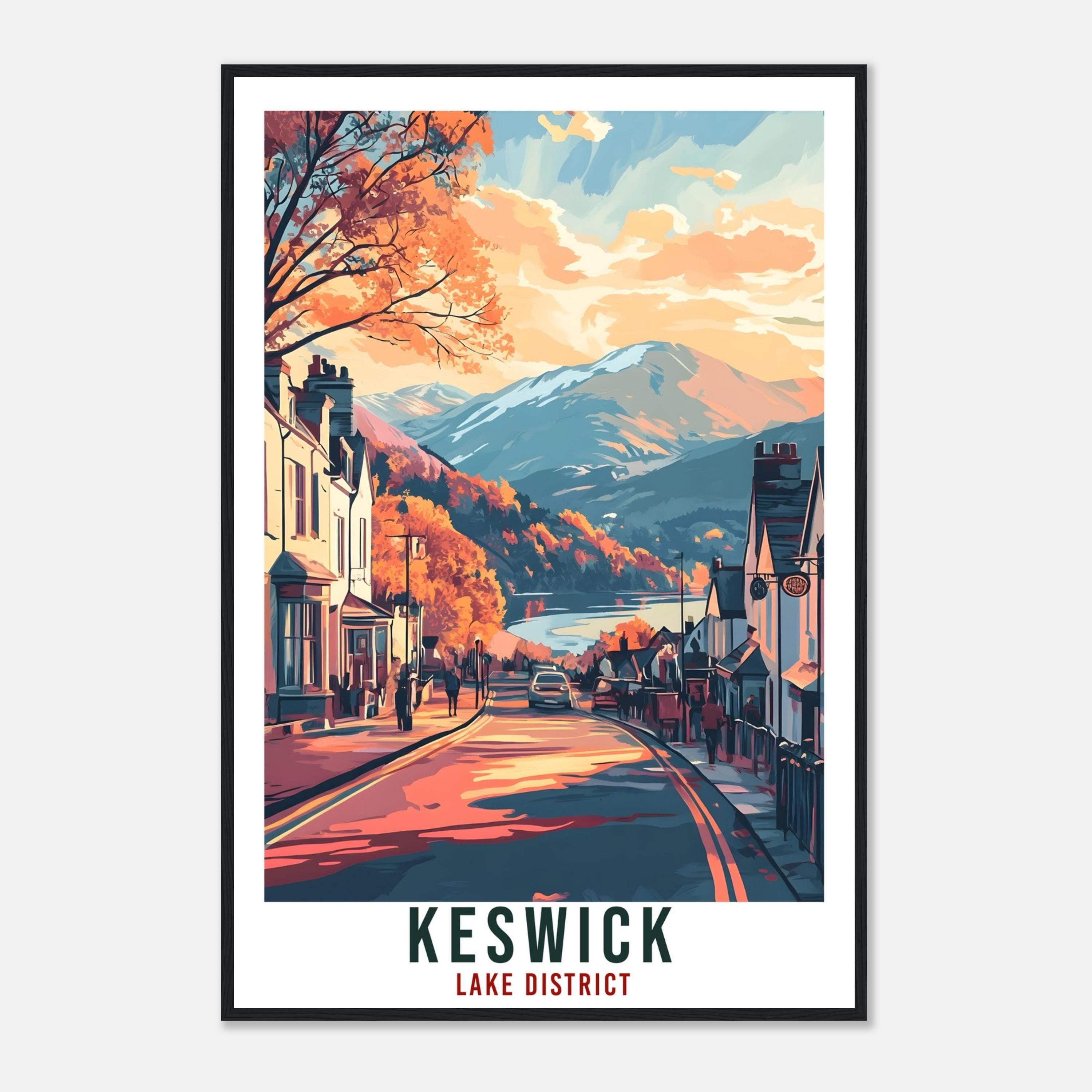 Keswick Travel Print Lake District Home Decor Keswick Wall Art Wall Hanging Art Lover Lake District Artwork Travel Poster Cumbria Travel Art