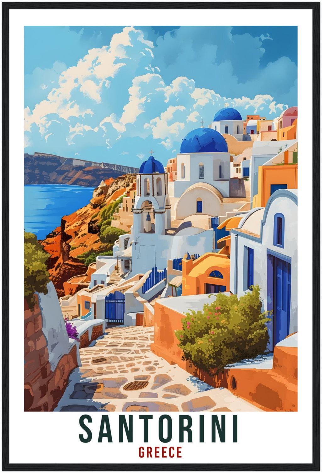 Santorini Travel Poster Greece Home Decor Santorini Greek Island Wall Art Gift Wall Hanging Art Lover Greece Artwork Santorini Travel Print