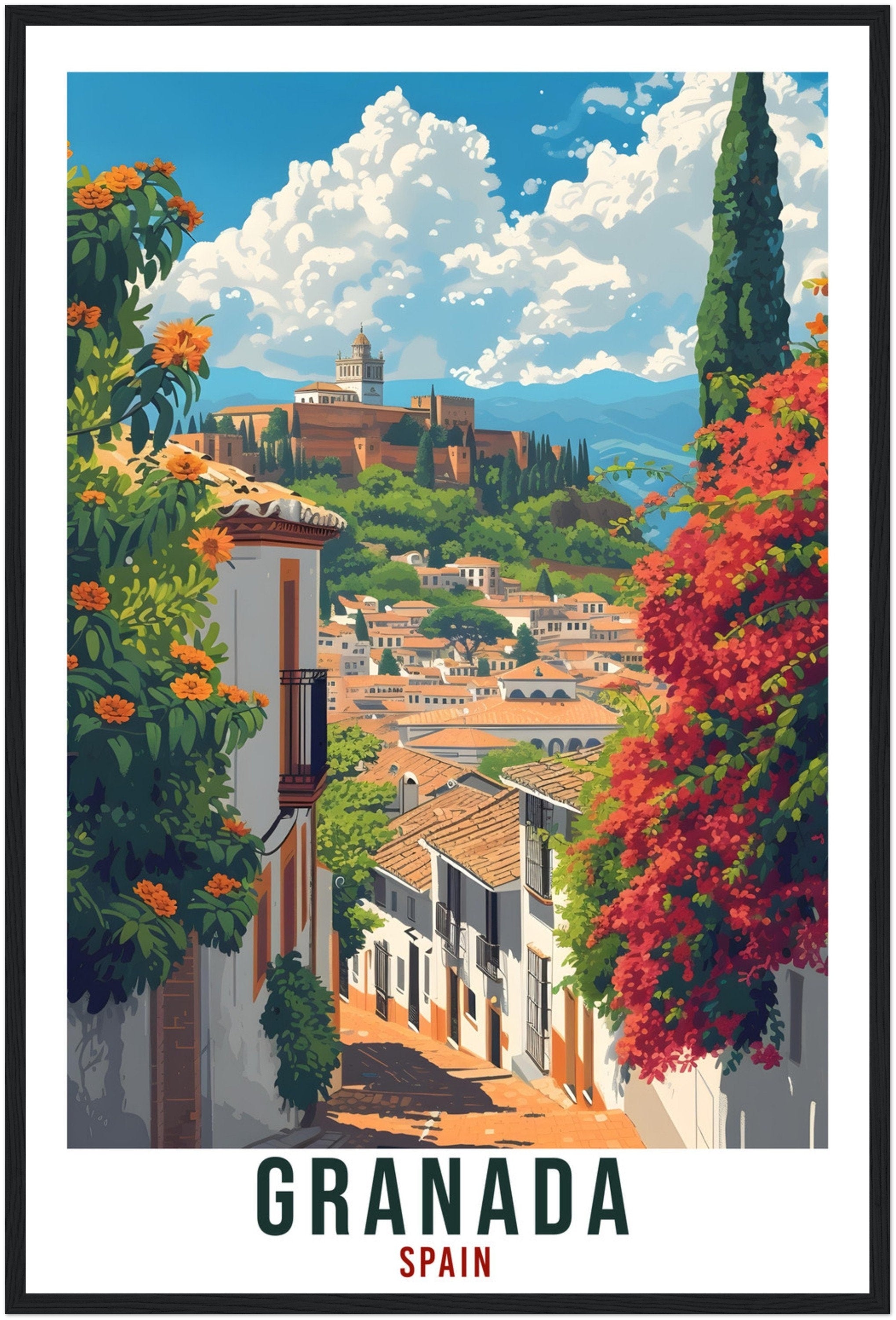 Granada Travel Print Spain Home Decoration Granada Spanish City Wall Art Gift Wall Hanging Art Lover Spain Artwork Granada Travel Poster