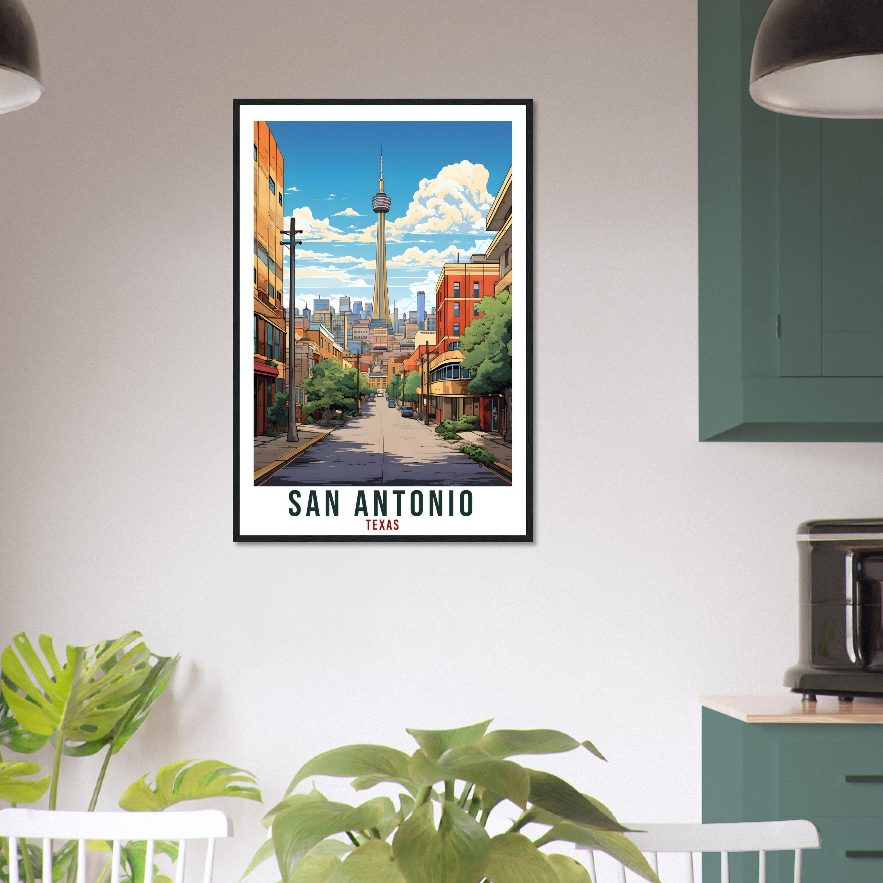 San Antonio Travel Print Texas Home Decoration USA City Wall Art Gift Wall Hanging Art Lover Texas Artwork San Antonio Skyline Travel Poster