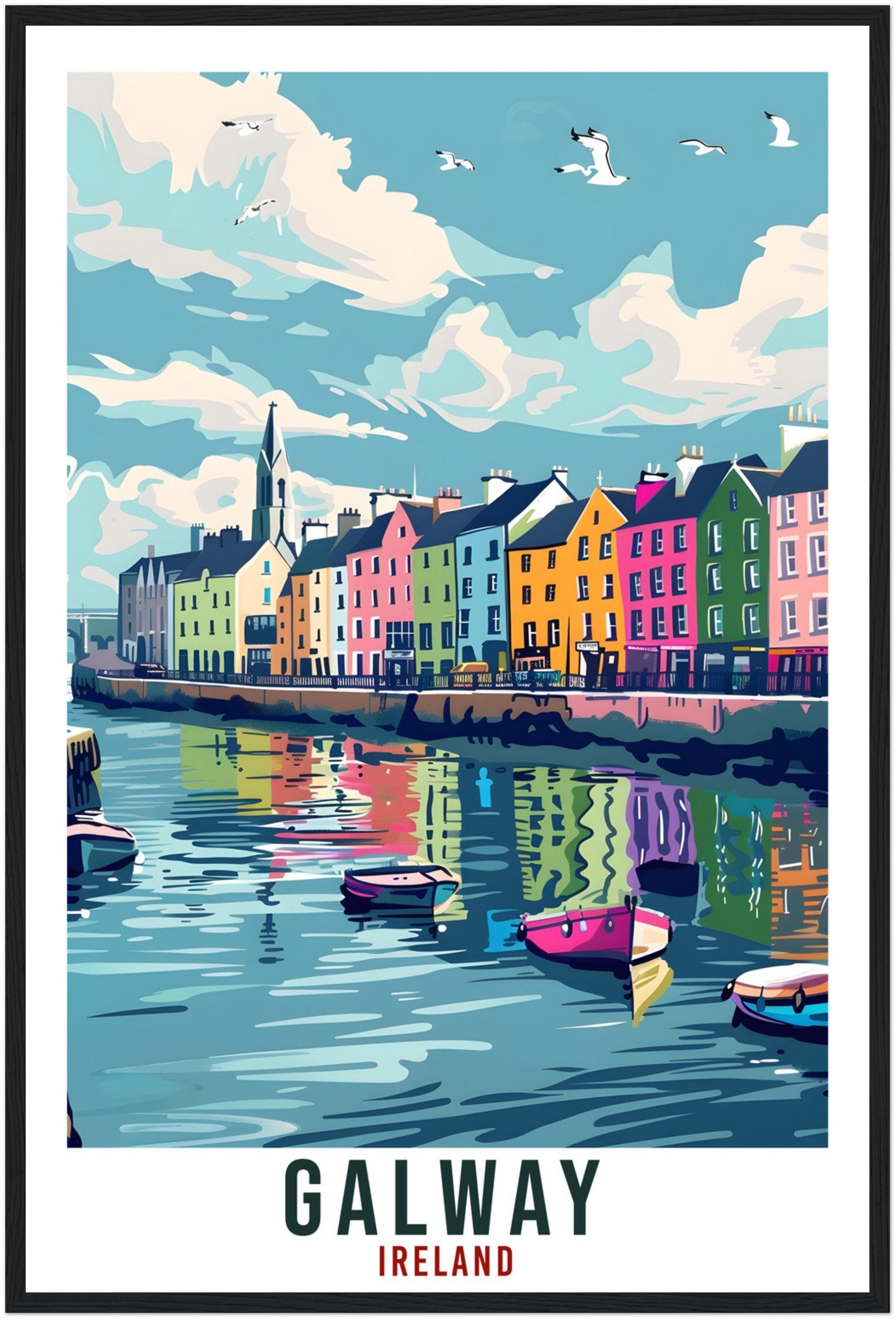 Galway Travel Print Ireland Wall Art Wall Hanging Home Living Décor Galway Gift Art Lovers Gift Irish Artwork Gift Ireland Travel Poster