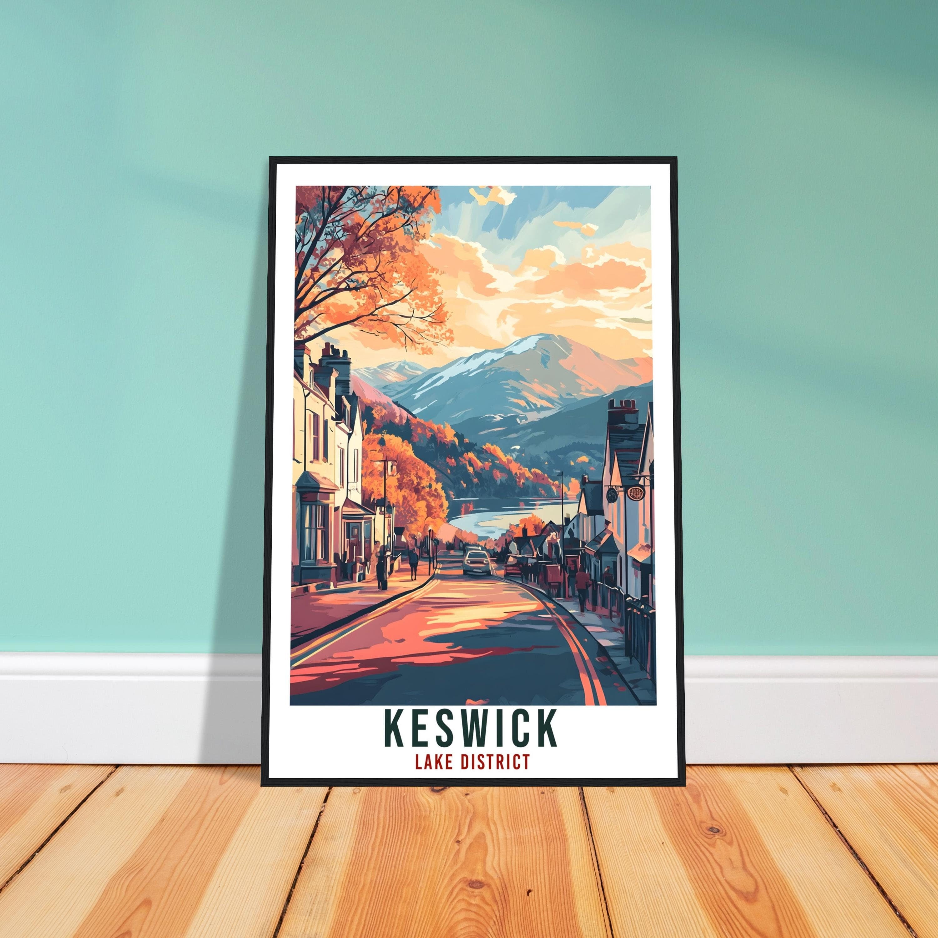 Keswick Travel Print Lake District Home Decor Keswick Wall Art Wall Hanging Art Lover Lake District Artwork Travel Poster Cumbria Travel Art