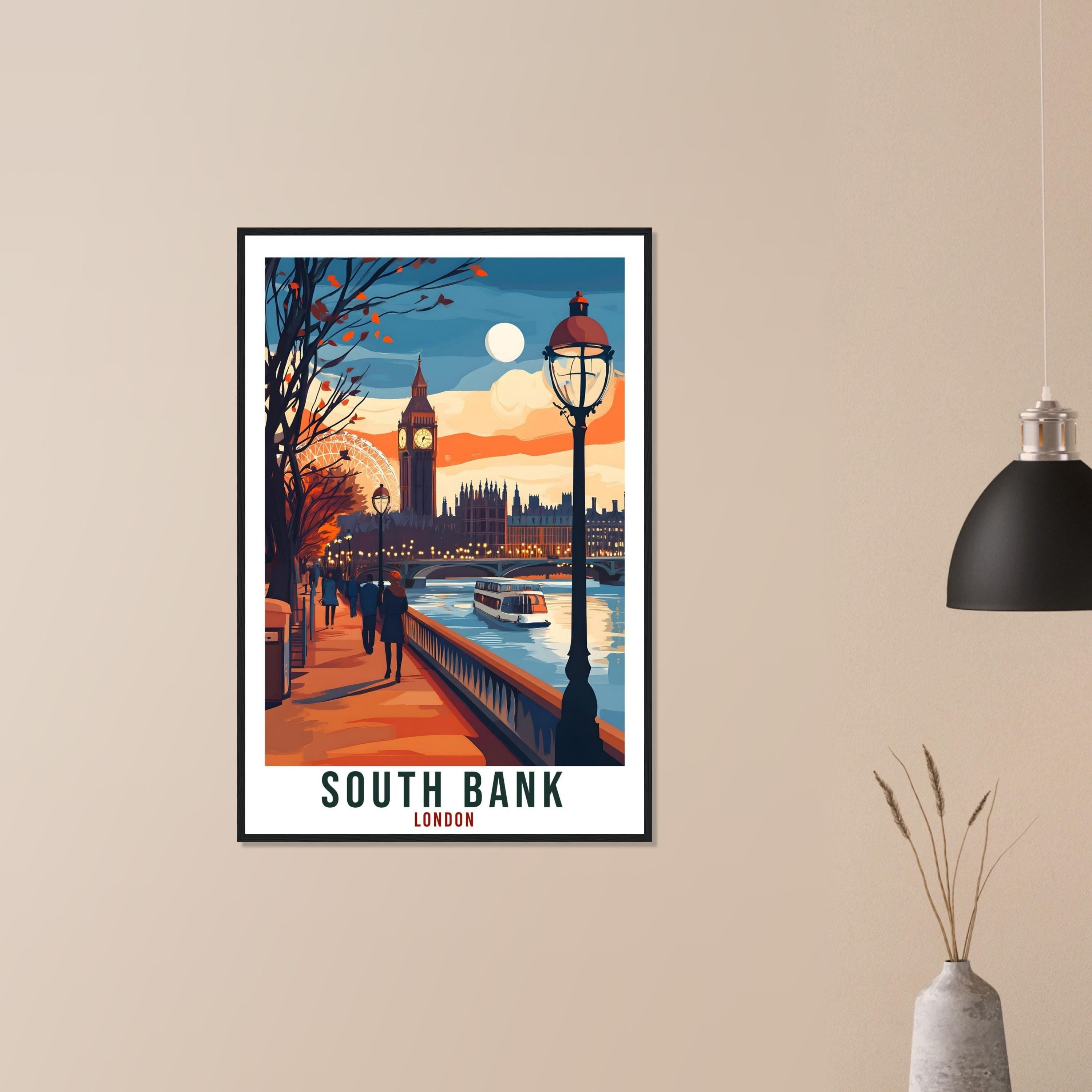 South Bank London Travel Print England Home Decor Wall Art Gift Wall Hanging Art Lover South Bank London Artwork Travel Poster Travel Art