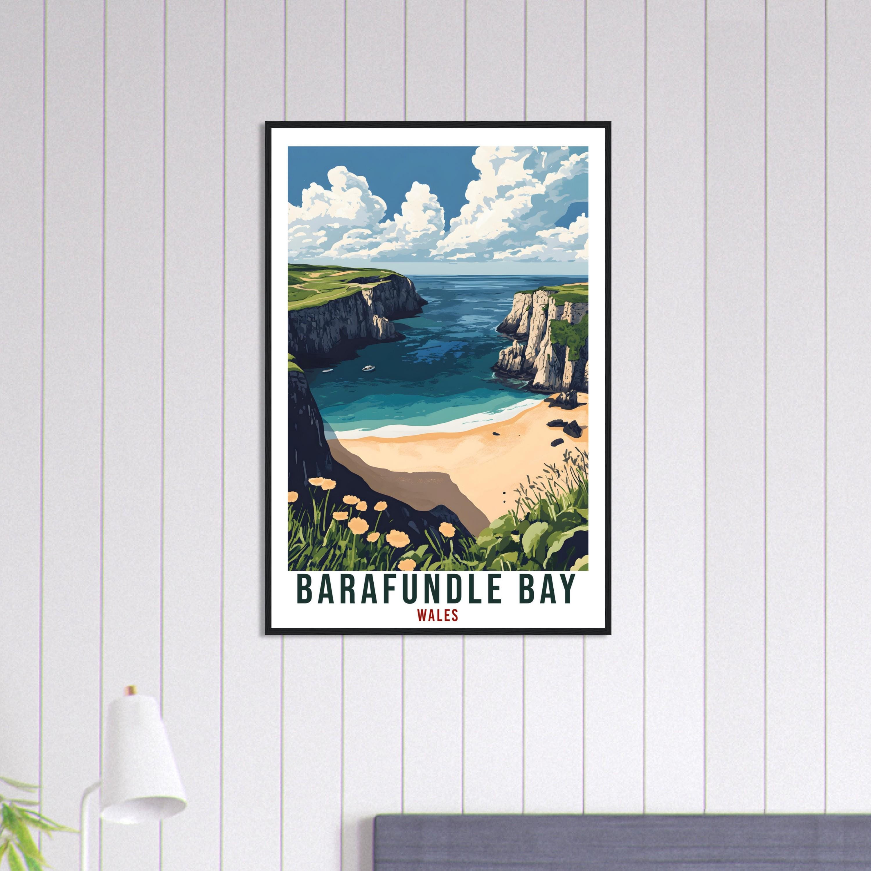 Barafundle Bay Travel Print Wales Home Decor Barafundle Bay Wall Art Wall Hanging Art Lover Wales Artwork Travel Poster Barafundle Bay Art