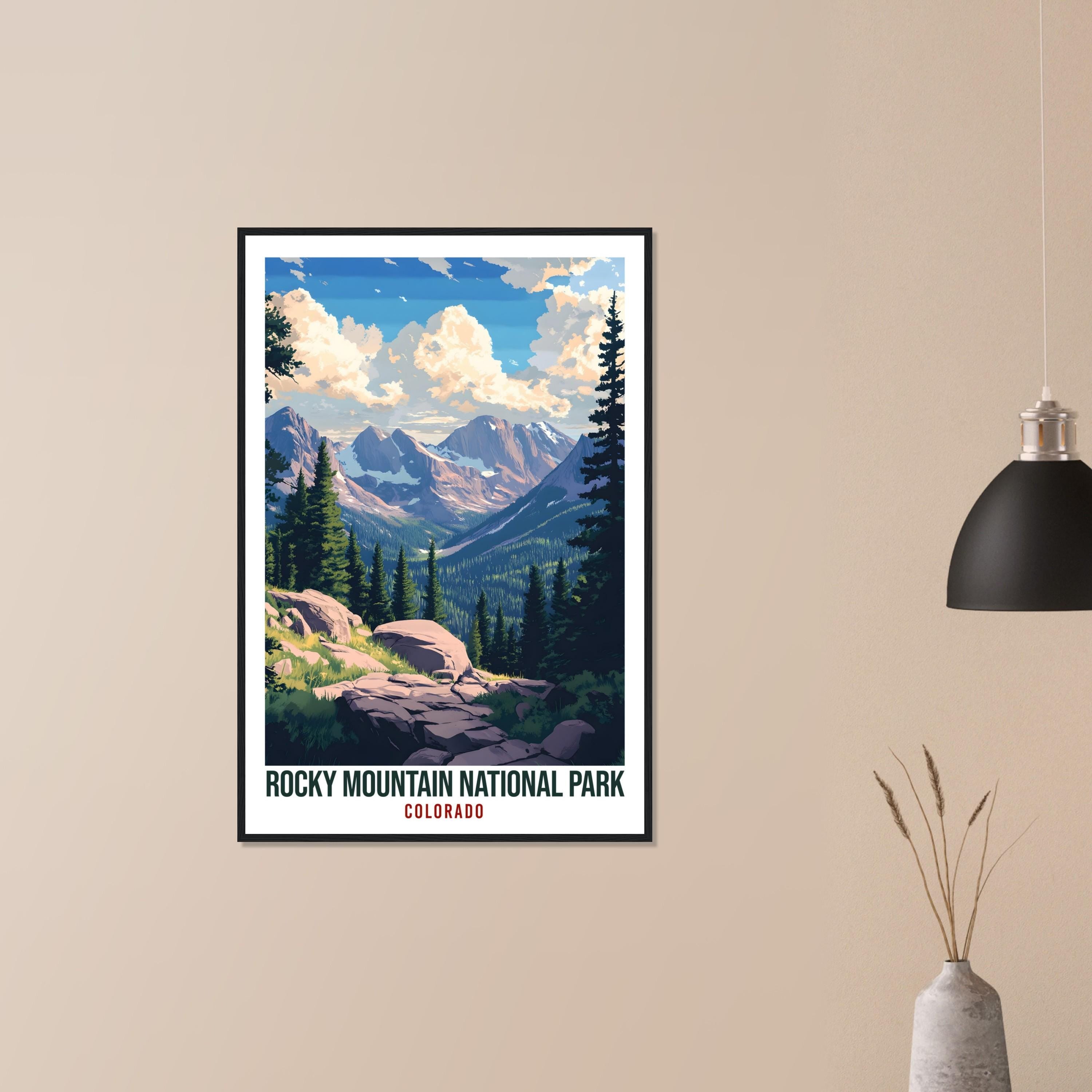 Rocky Mountain National Park Colorado USA Travel Print Wall Art Wall Hanging Décor Rockies Gift Travel Art USA Hiking Artwork Travel Poster