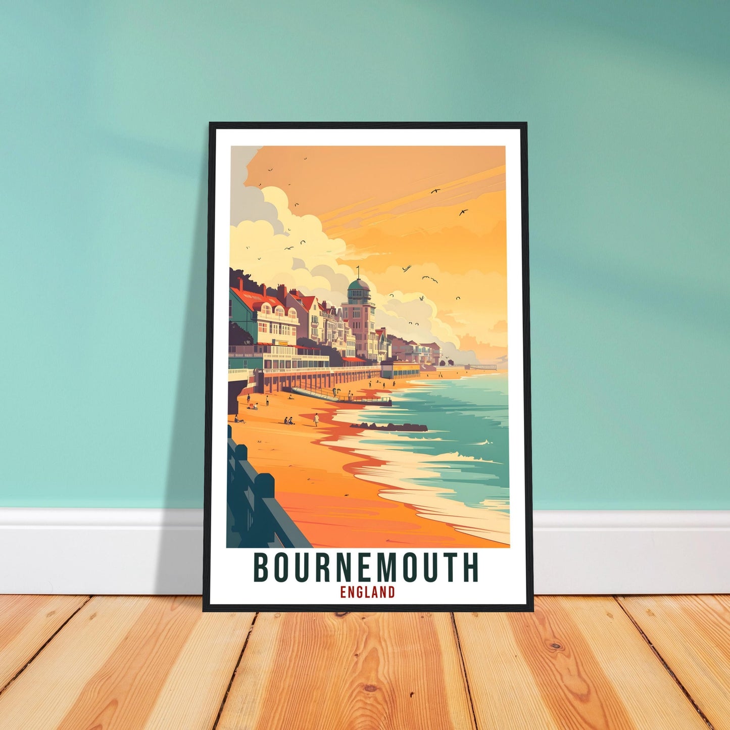 Bournemouth Travel Print Wall Art Wall Hanging Home Living Décor Art Lovers Gift UK Artwork Gift Print Bournemouth England Travel Poster