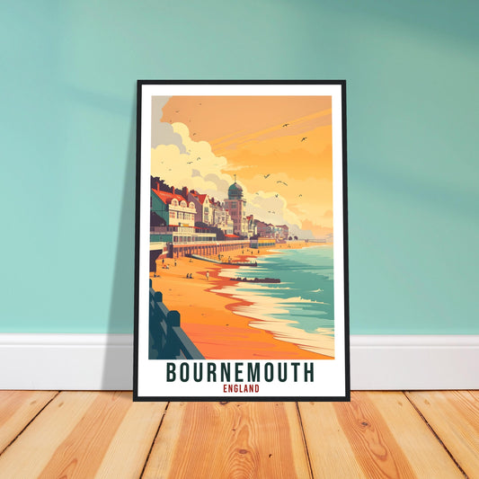 Bournemouth Travel Print Wall Art Wall Hanging Home Living Décor Art Lovers Gift UK Artwork Gift Print Bournemouth England Travel Poster