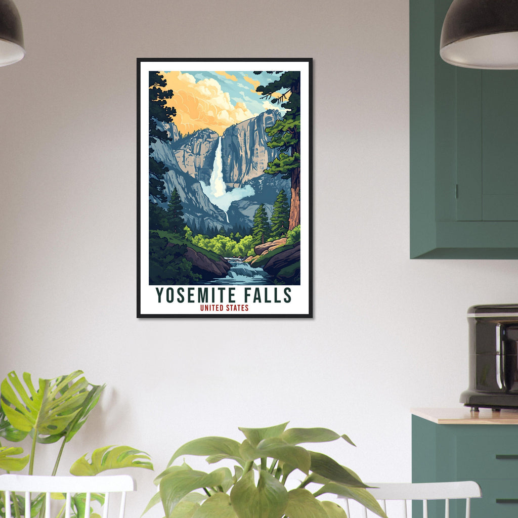 Yosemite Falls Travel Print California Home Decoration USA City Wall Art Gift Wall Hanging Art Lover Artwork Yosemite Falls Travel Poster